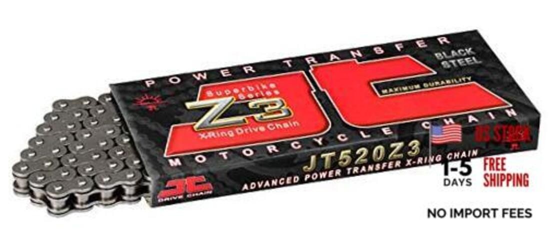 JT Chain JTC520Z3118RL (520 Series) 118 Link Super Heavy 118-links Black Steel