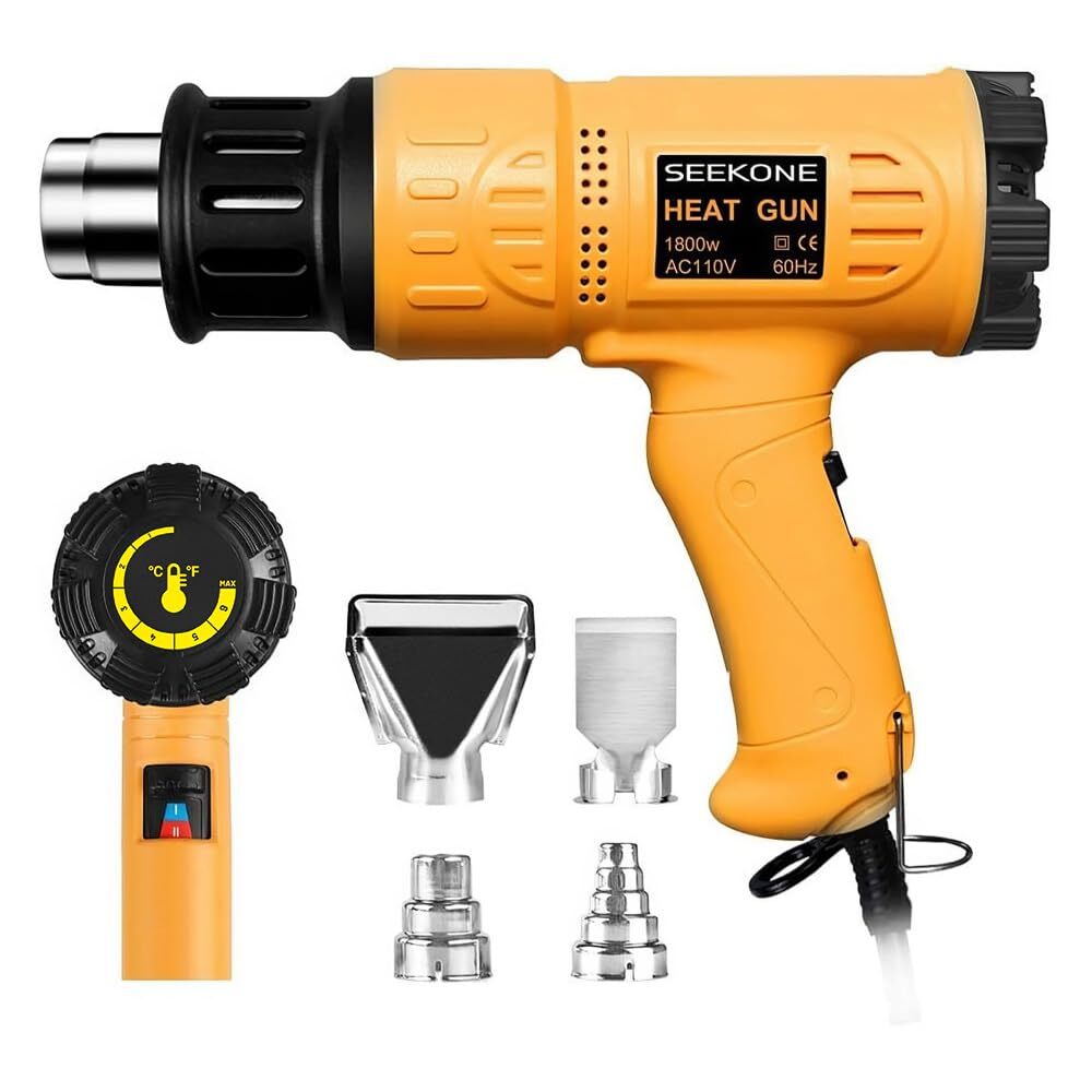 SEEKONE Heat Gun 1800W 122℉~1202℉（50℃- 650℃） Fast Heating Heavy Duty Hot Air