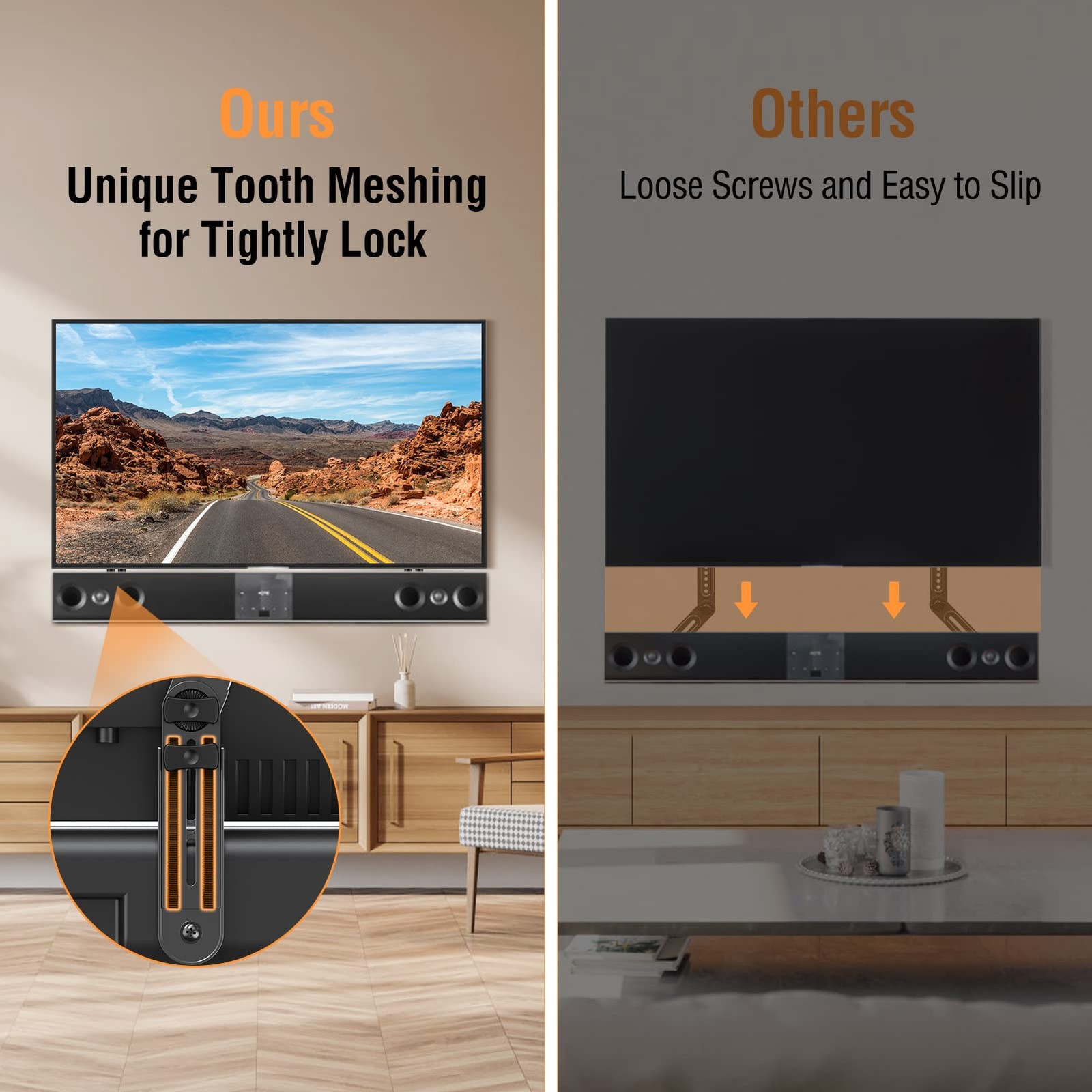 Soundbar Mount, Sound Bar TV Bracket, for Mounting Above or Under TV, Fits Mo...