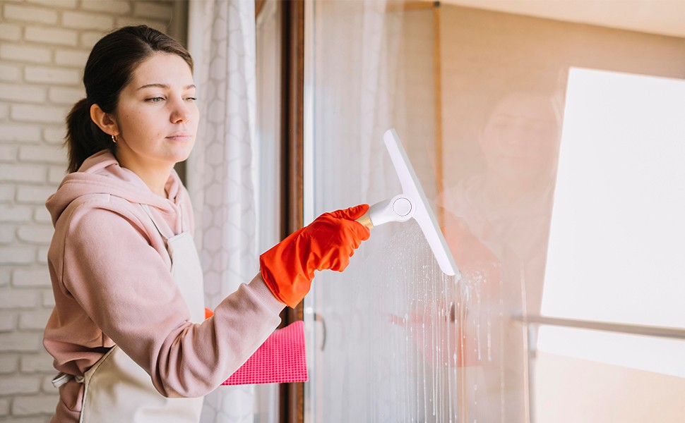 Window Squeegee for Glass Doors，All-Purpose 9.7” Window Cleaning Squeegee,