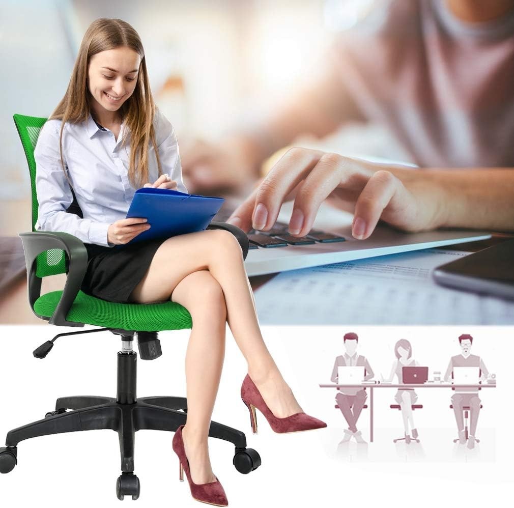 Ergonomic Office Chair Mid-Back Swivel Desk Chair Backrest & Lumbar Support US
