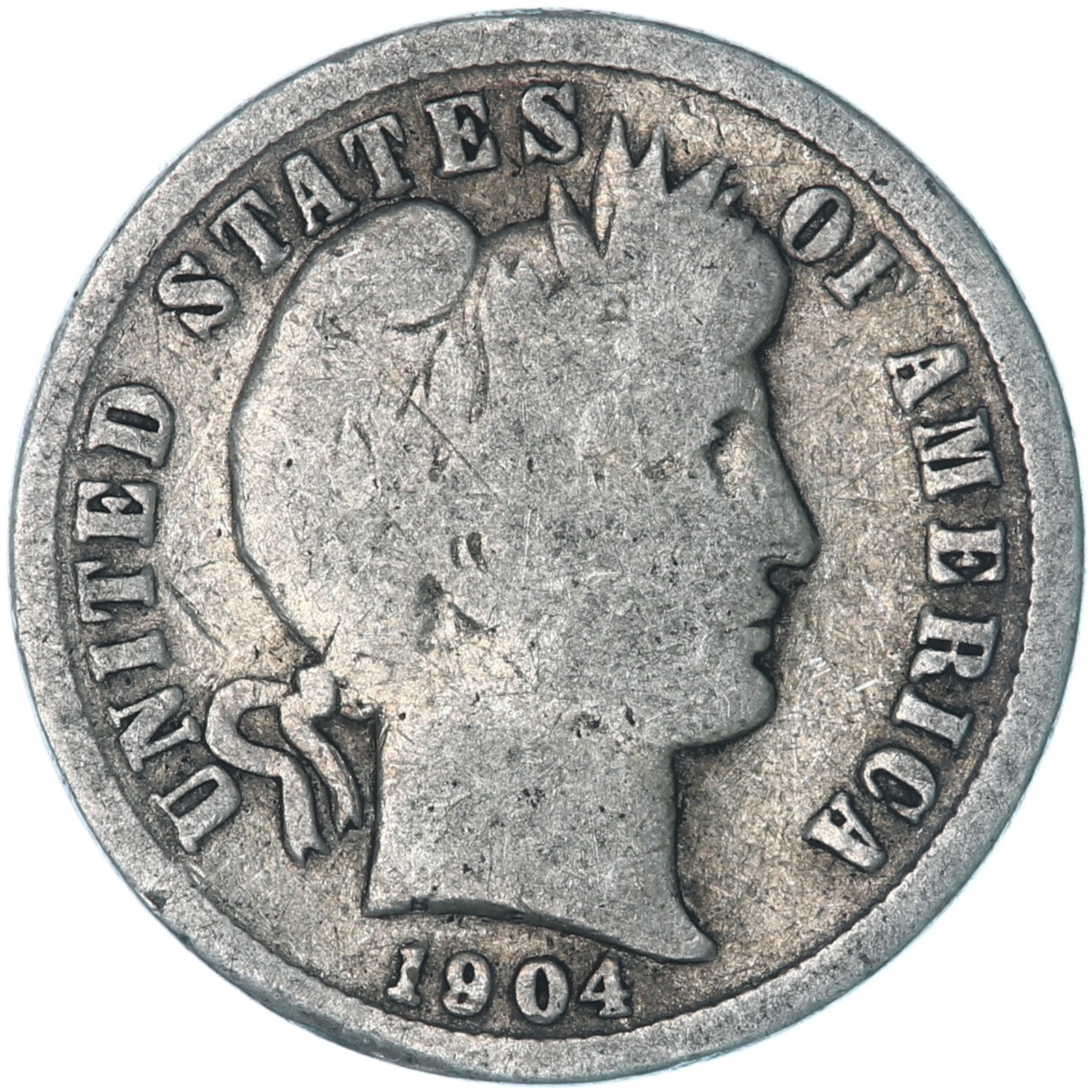 1904 (P) Barber Dime 90% Silver Good GD