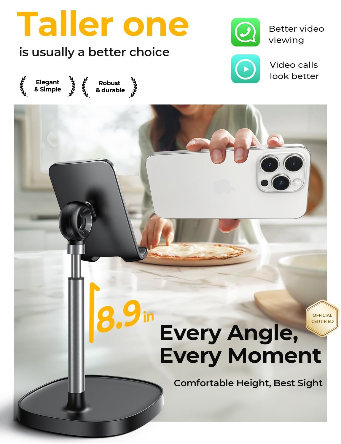 Adjustable Phone Stand – Desk Holder for iPhone, iPad, Switch, Tablet...