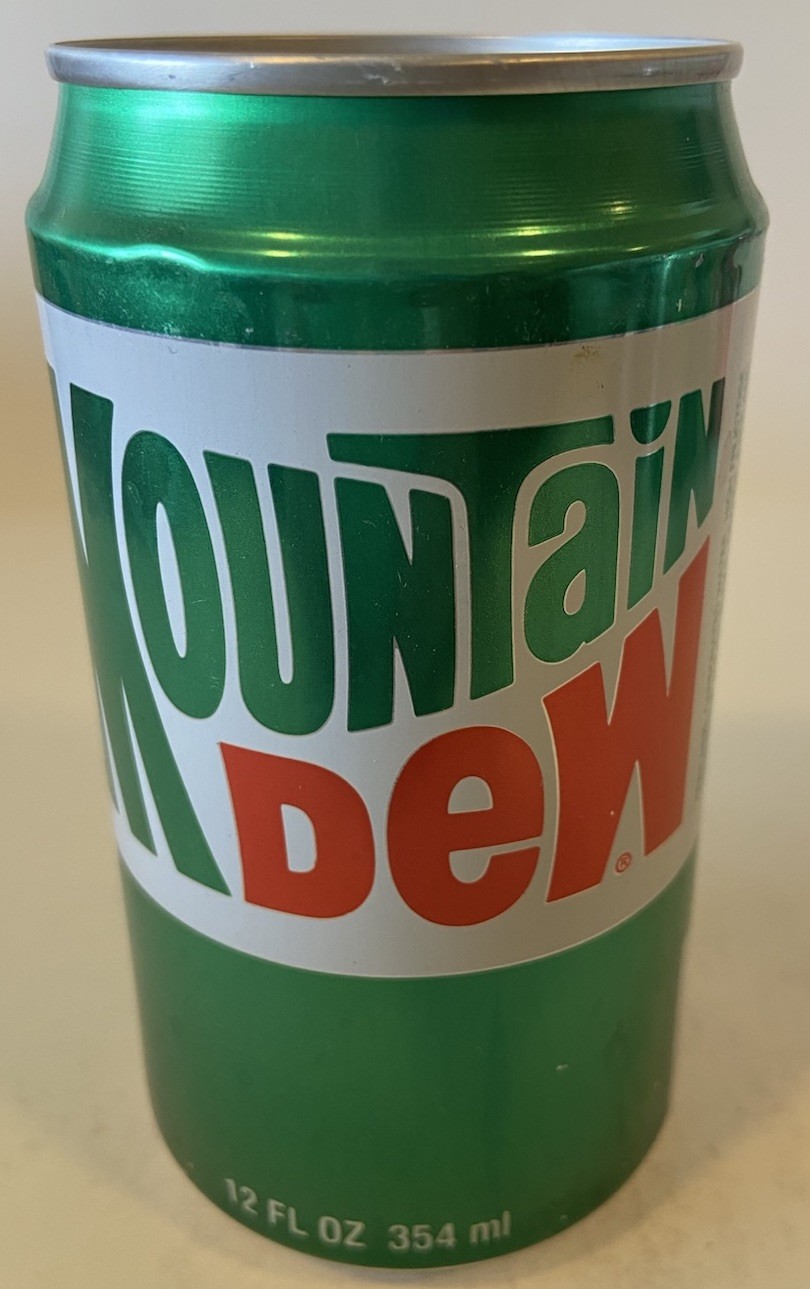12 oz. MTN DEW SODA CAN EMPTY BOTTOM OPENED