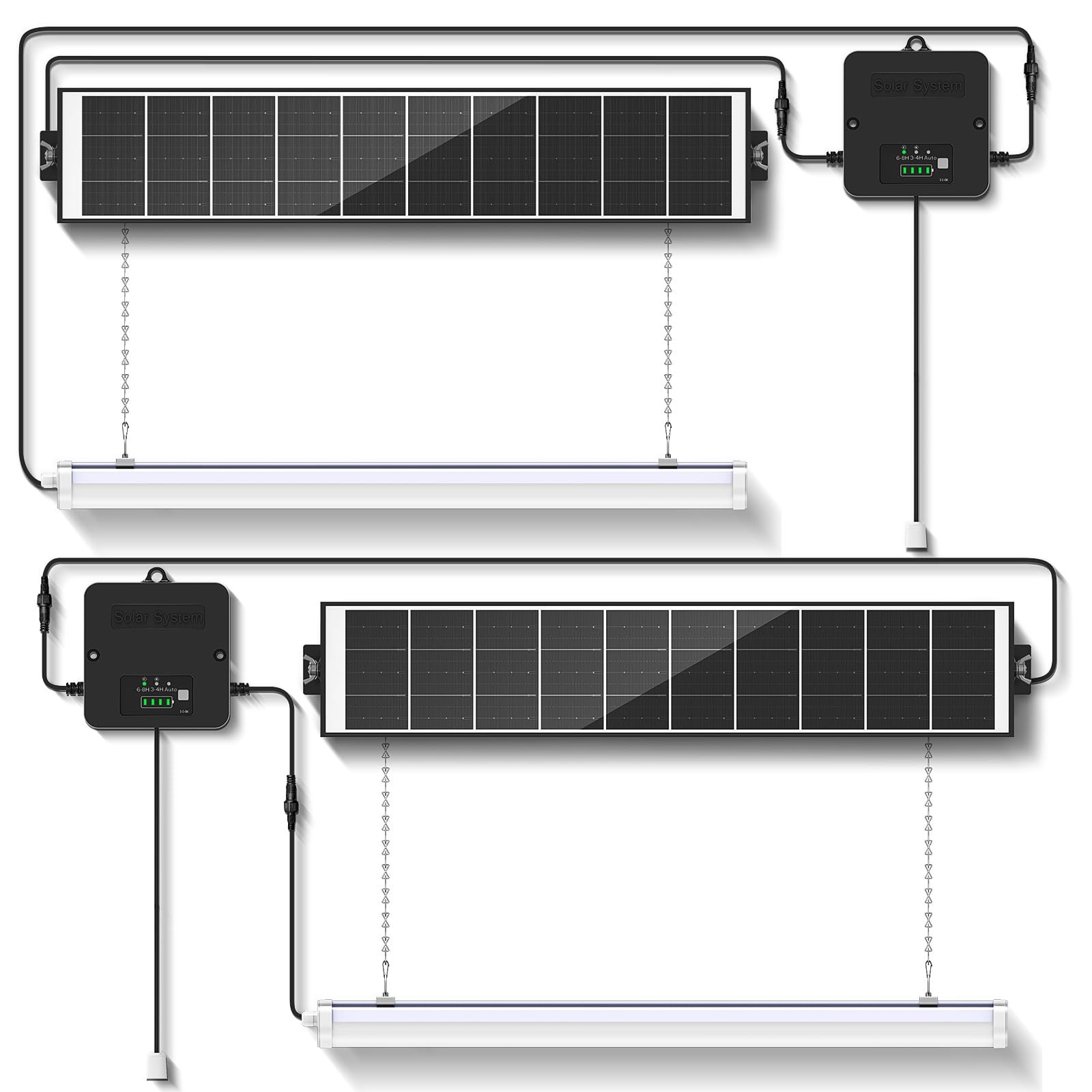 Etetale Solar Shed Light with Pull Cord, 1500LM LED Bars,6500K 31-Inch, White