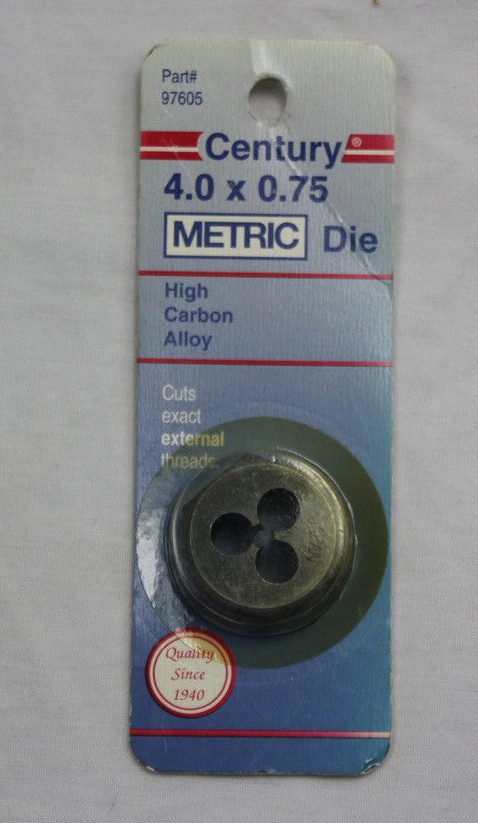 Century Metric Die #97605  4.0 x 0.75 High Carbon Alloy Brand New
