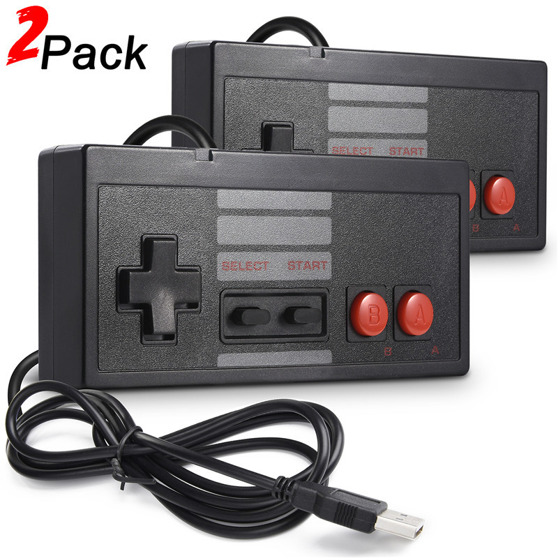 2 Pack Wired NES USB Controller GamePad for Windows PC MAC Linux Raspberry Pi 3