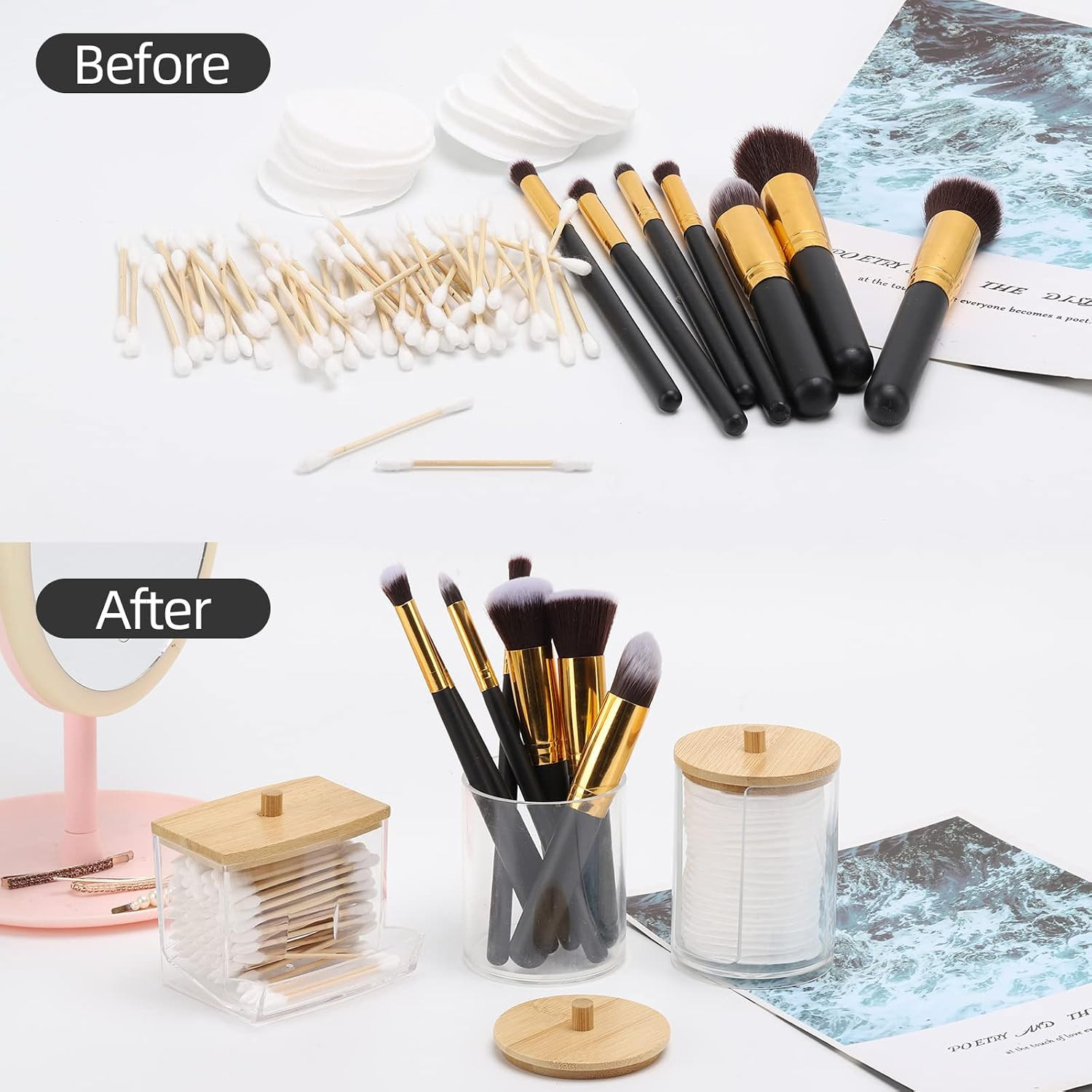Bathroom Organizer Accessories Set-10 OZ Qtips Holder Storage