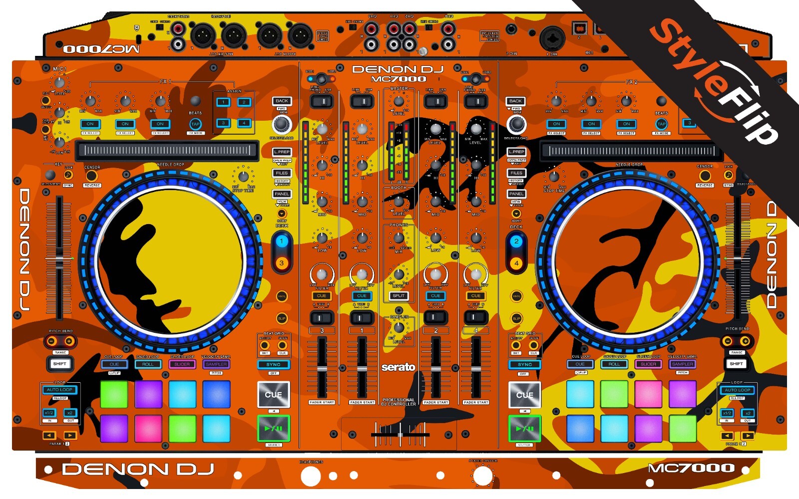 Denon MC7000 Skin | Camo Orange | Protective Decal | StyleFlip Skins
