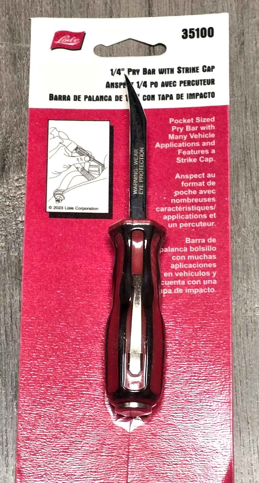 New Lisle 5" Heavy Duty Pocket Pry Bar w/ 1/4" Shaft & Strike Cap #35100