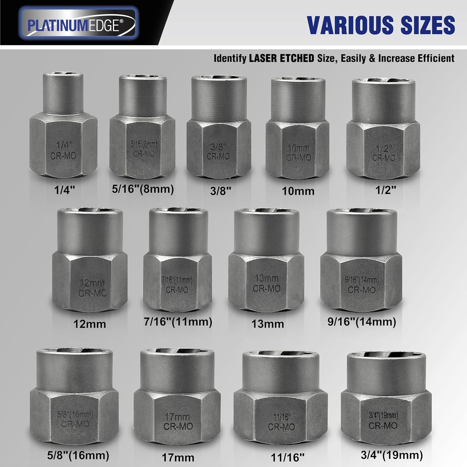 Professional Grade Bolt Extractor Set, Easy-Out Tool Kit