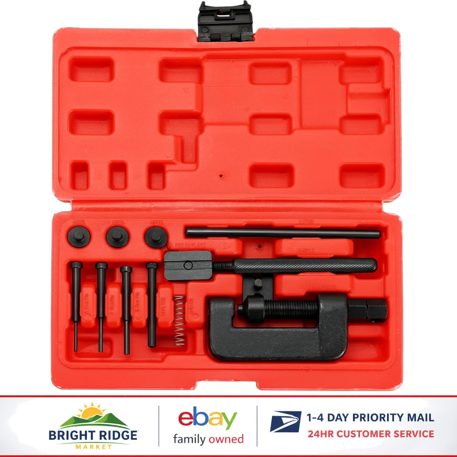 Versatile Chain Breaker Set for ATVs, Bikes, and Motorcycles with Carrying Case