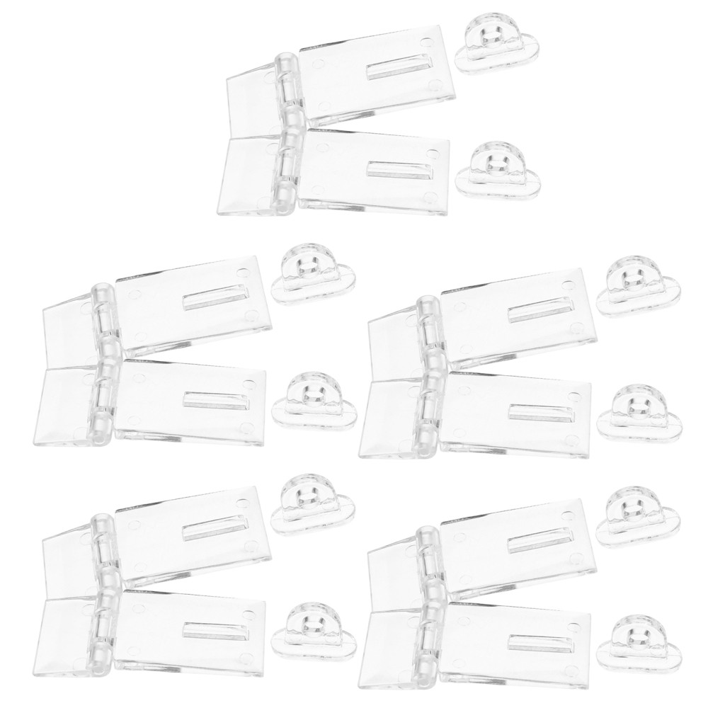 10 Sets Transparent Acrylic Snap Hinge Latch for Box Cabinet Organizer Use