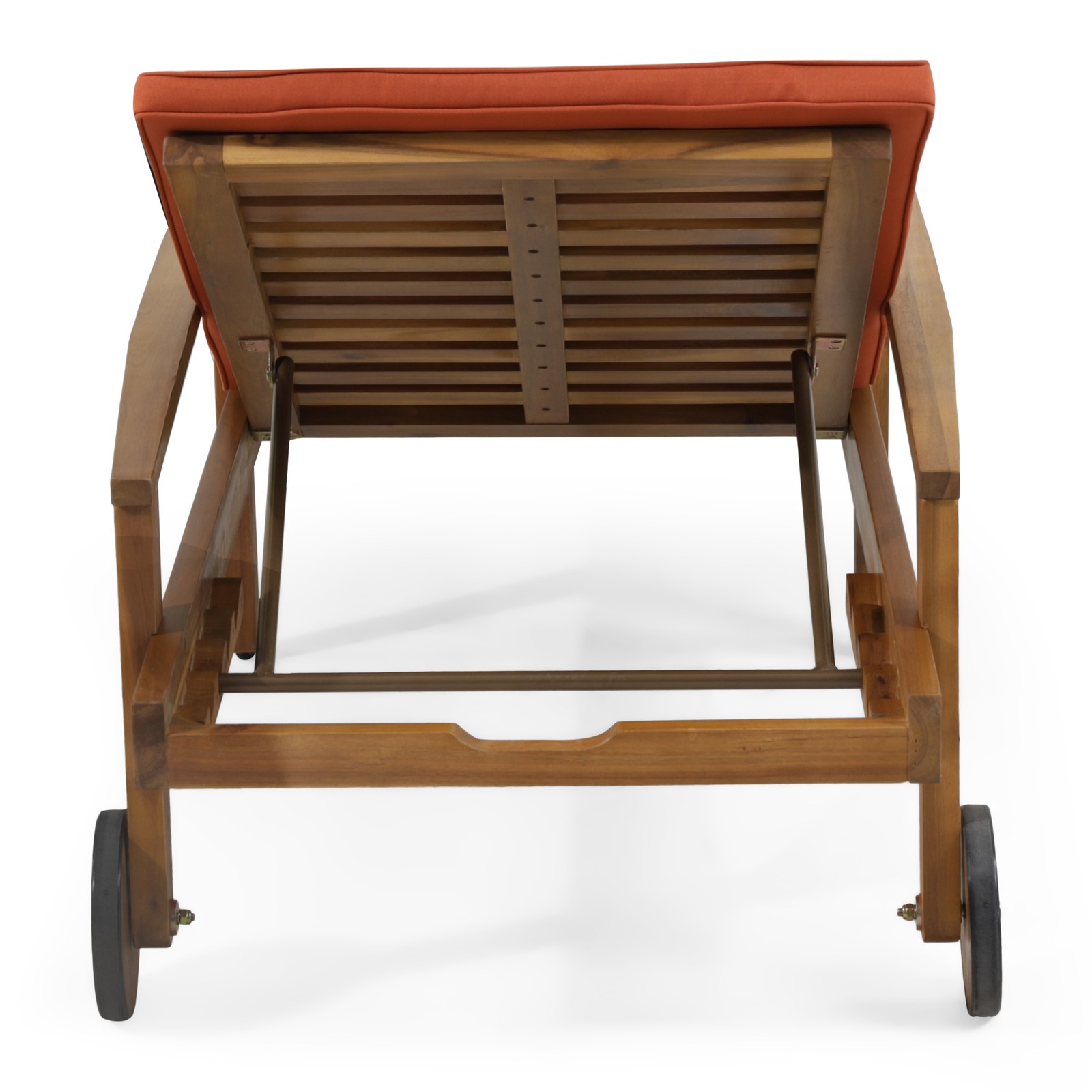 Chaise Lounge Chair w/ Adjustable Recliner & Water-Resistant Orange Cushions