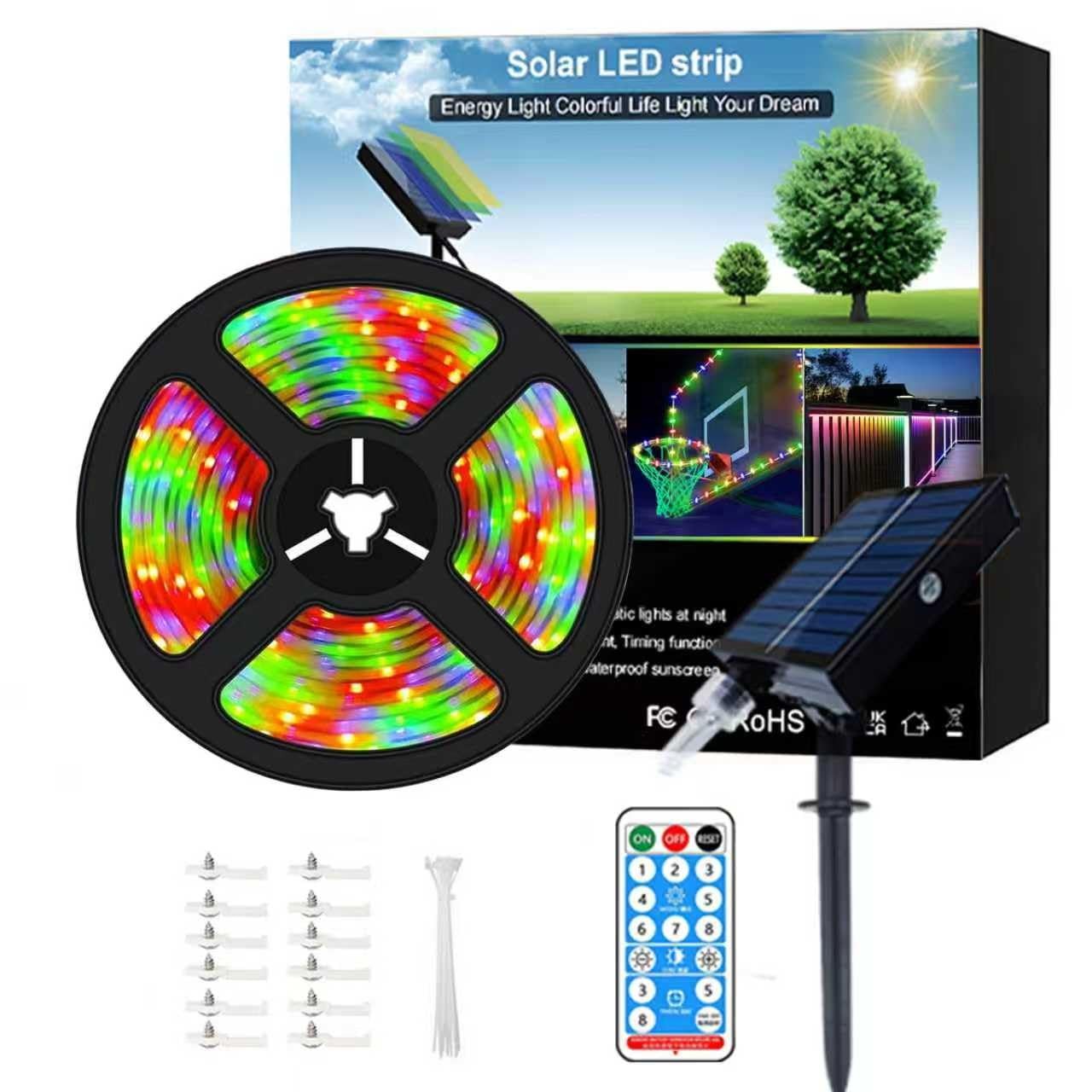 40ft Solar Led Strip Lights Outdoor, 8 Mode Auto On/Off with Remote Timer, Wa...