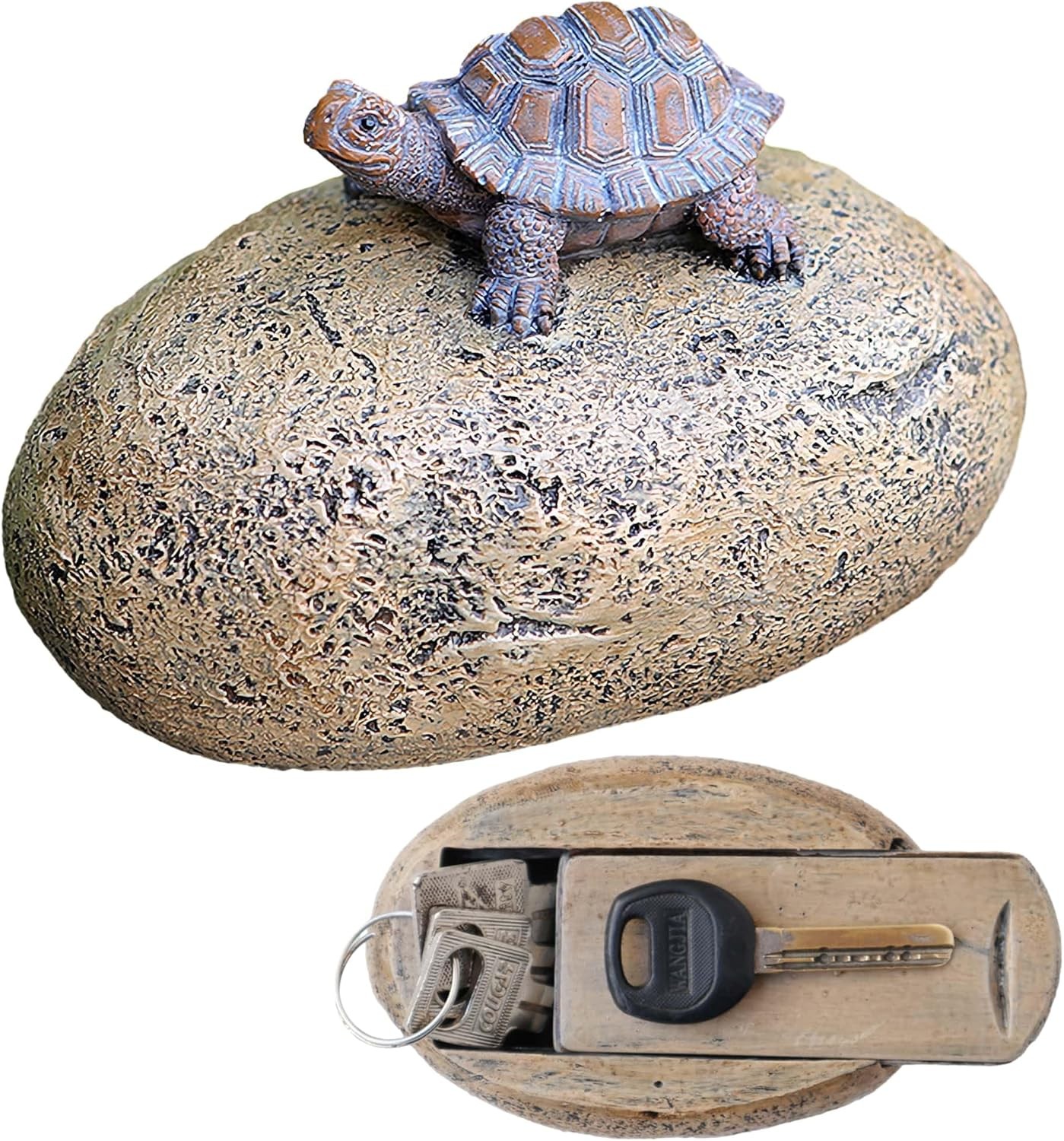 Hide a Spare Key Outdoor Waterproof Fake Rock With Turtle Key Hider Safe Storage