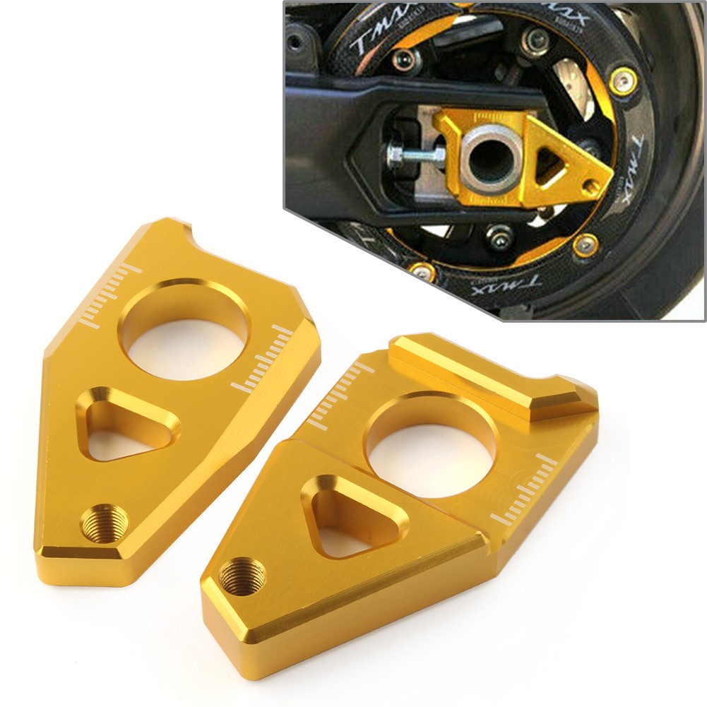 Axle Spindle Chain Adjuster Blocks For Yamaha YZF R1 FZ8 FZ1 TMAX 530 Motor Gold