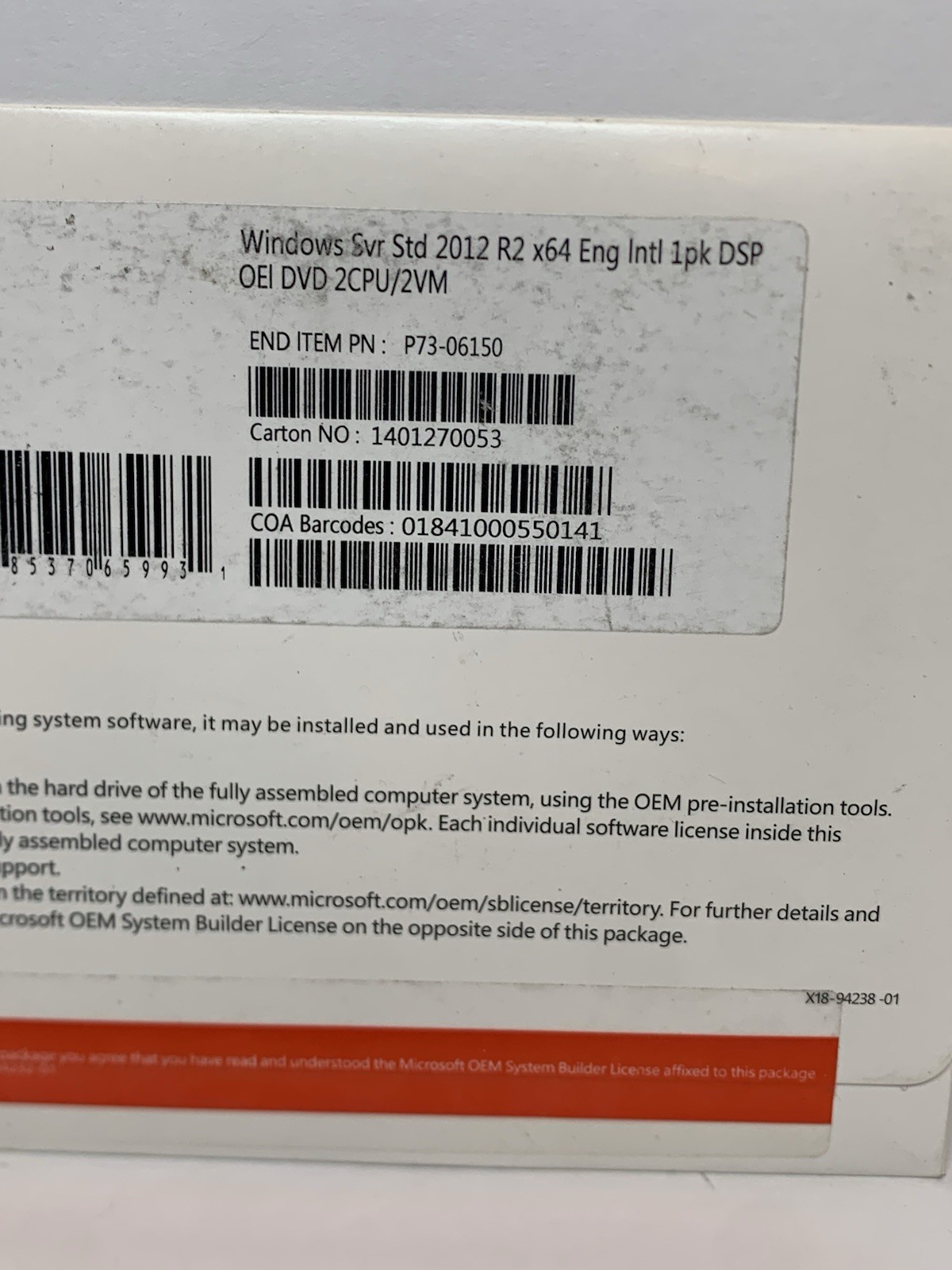 Microsoft Windows Svr Std 2012 R2 x64 English 1pk ~ New & Sealed