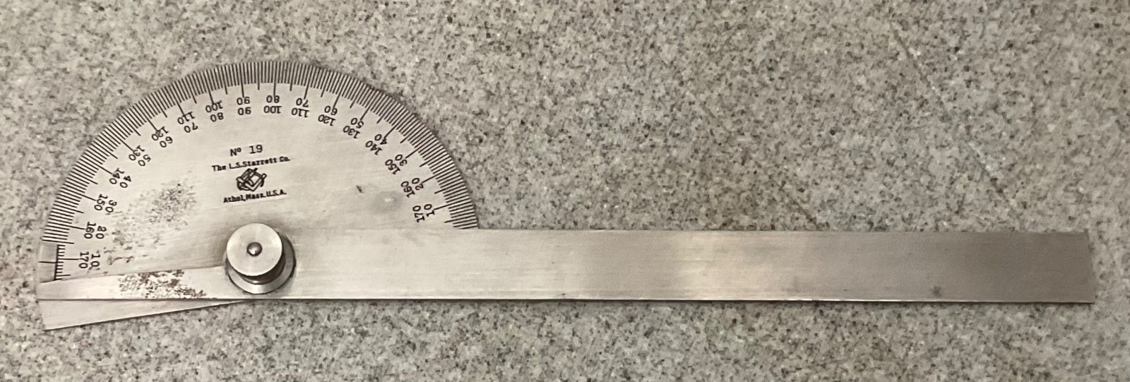 Starrett No. 19 Steel Protractor 180° Machinist Tool