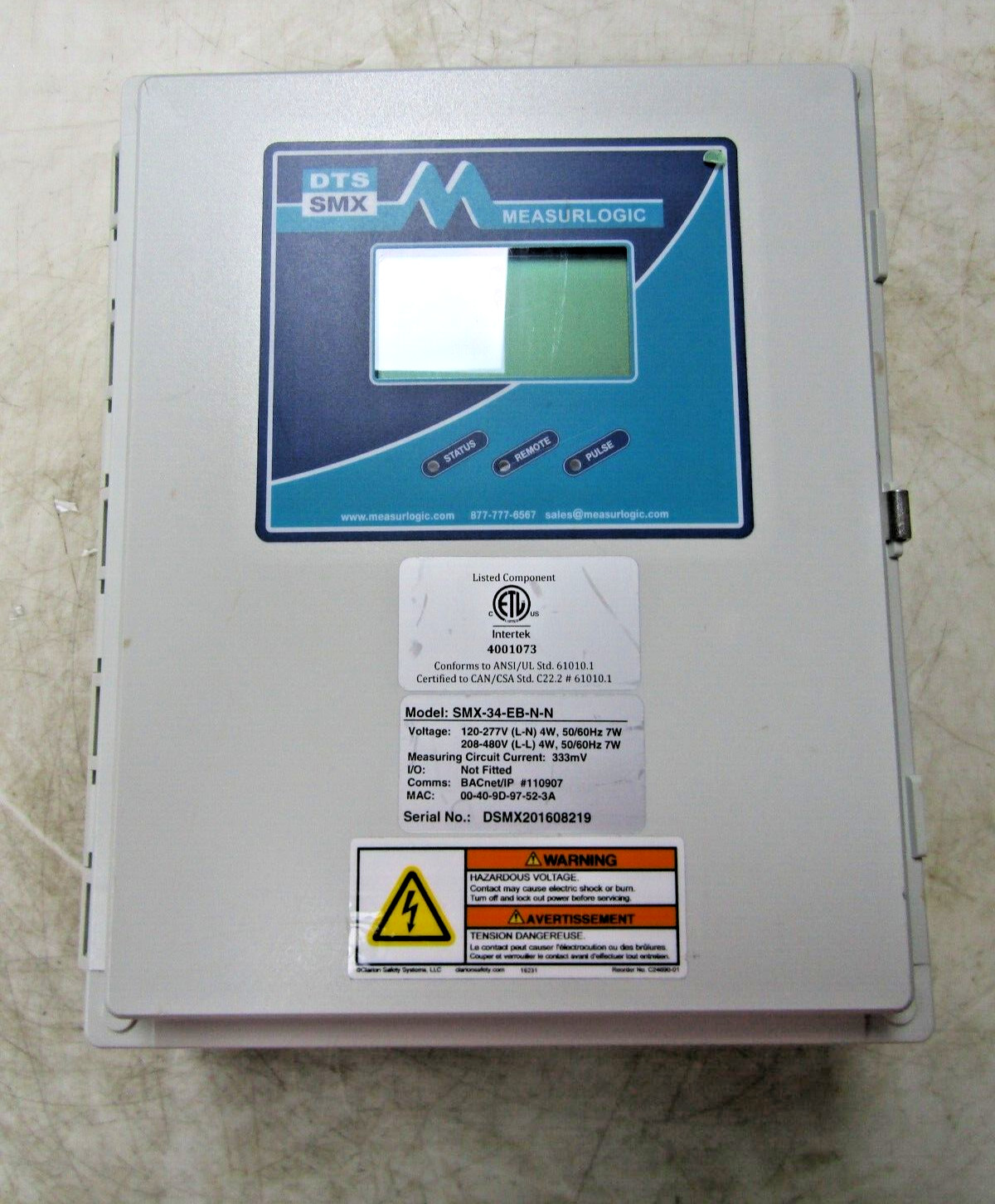 💥 DTS SMX MEASURELOGIC REVENUE GRADE ELECTRICAL SUBMETER SMX-34-EB-N-N