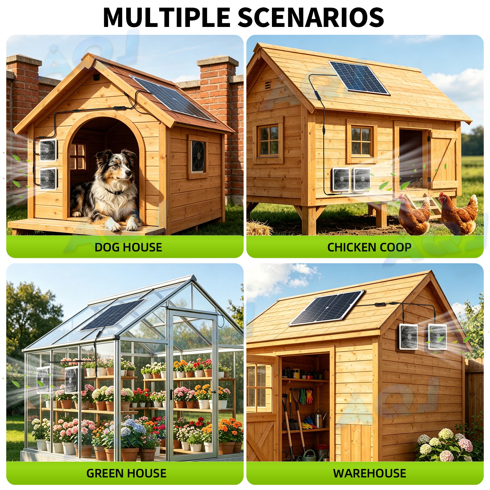 Solar Panel Fan kit, 3200RPM with Dual IP57 Waterproof Fans for Chicken coop