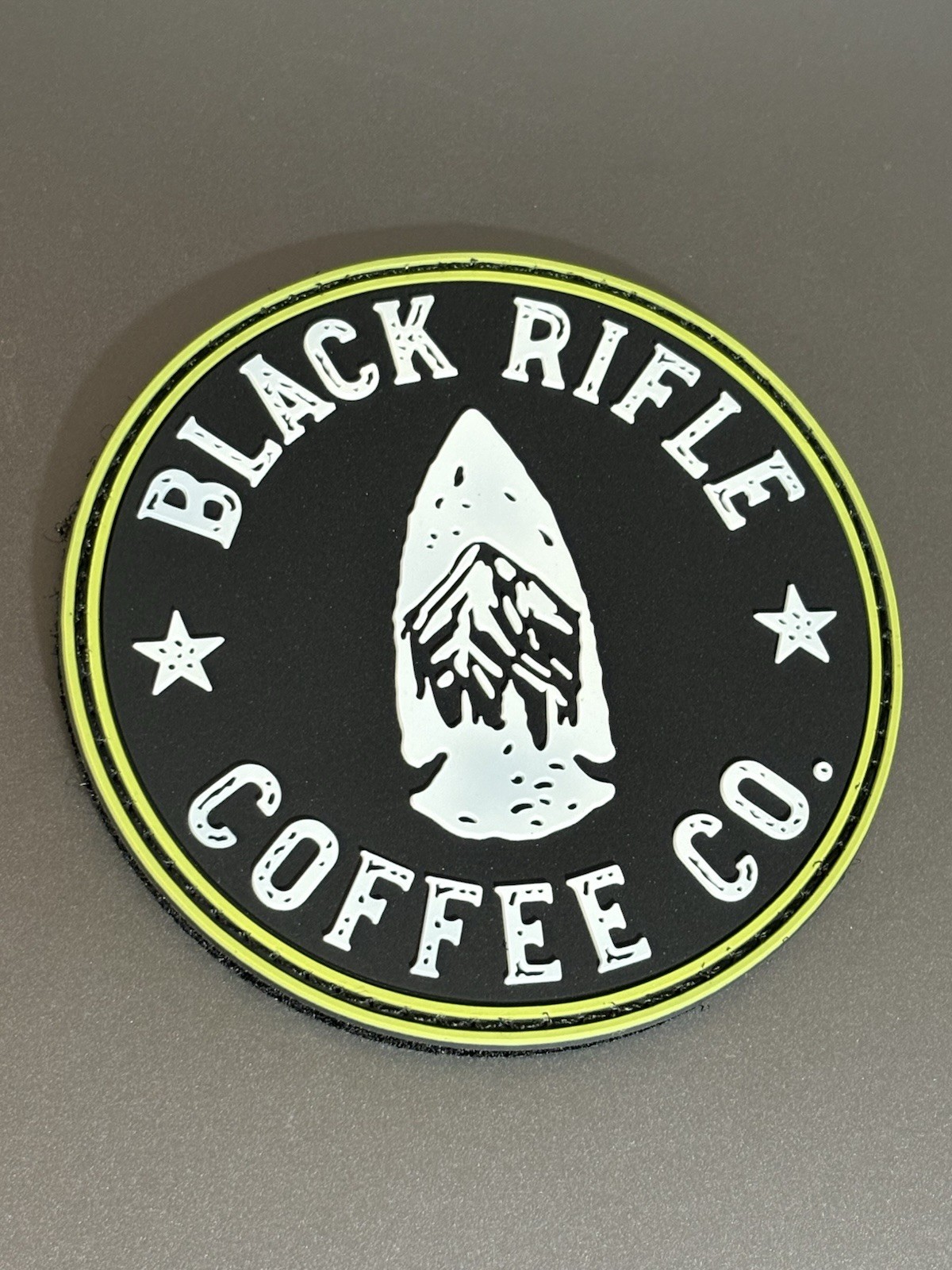 BLACK RIFLE COFFEE ''ARROWHEAD”LOGO PATCH ~ PVC ~ HOOK/LOOP BACKING !!!