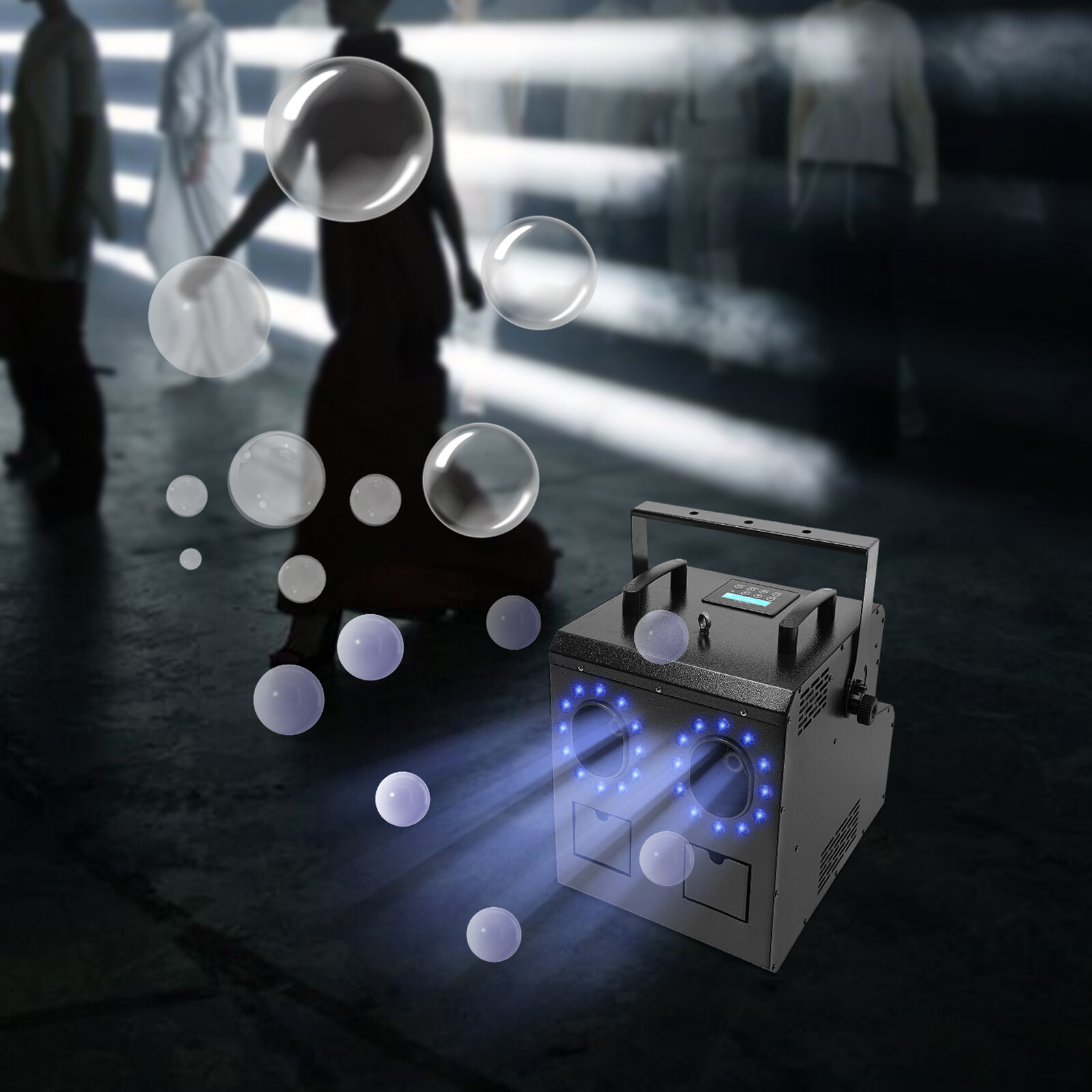Smoke Fog Bubble Machine RGB LED Light Stage effect DJ Fogger Machine DMX Remote