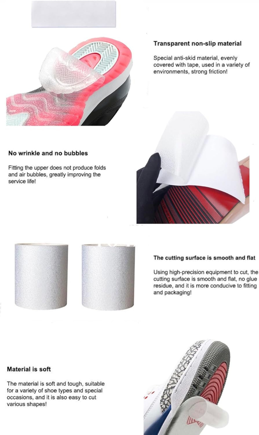 4 Pack - Premium Quality Sole Protector Shoe Crease Protector, Clear Self-Adh...