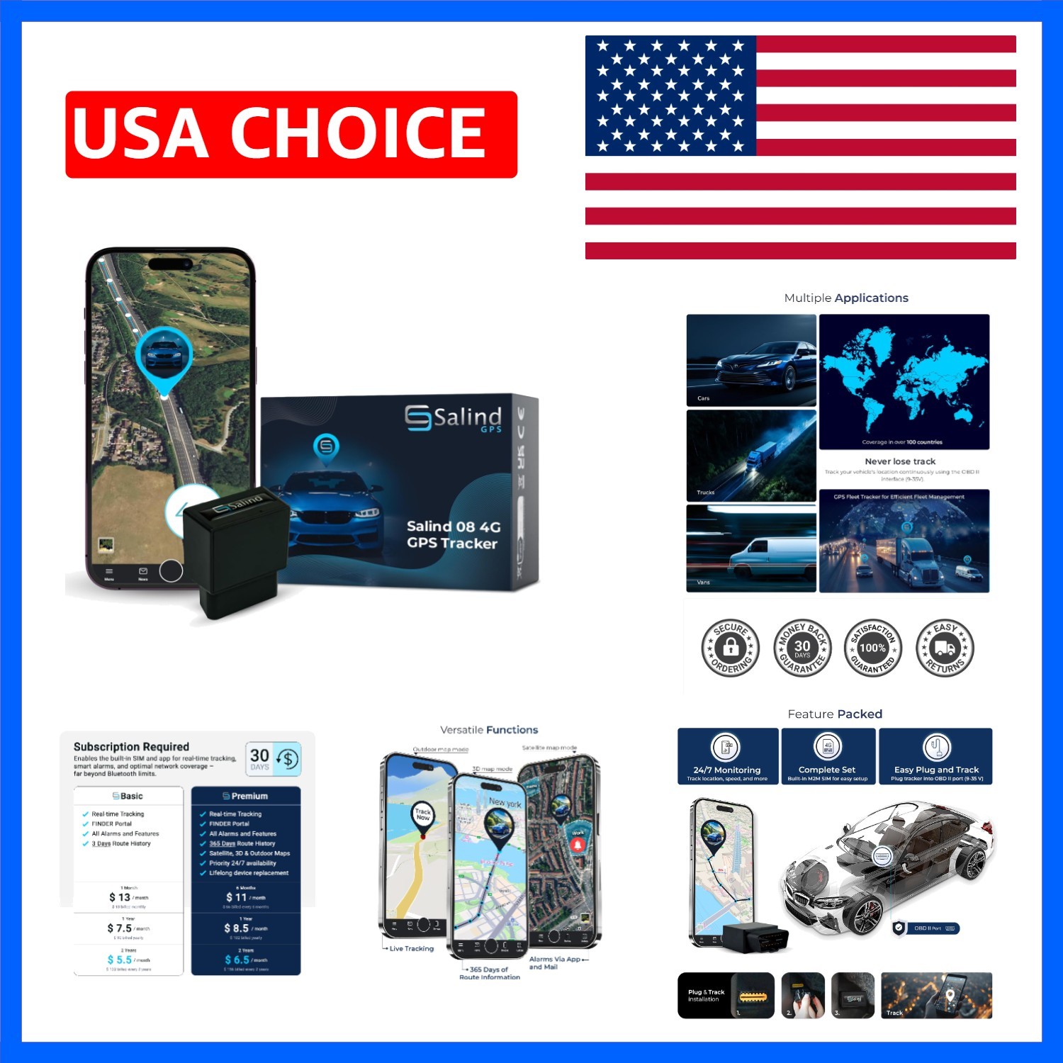 SALIND OBD GPS Tracker for Car, 4G Real-time Vehicle Tracking | OBD Connectio...