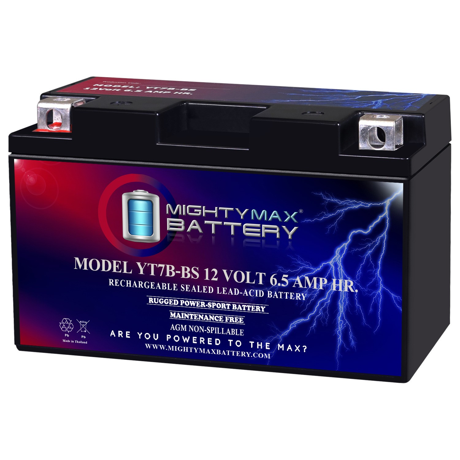 Mighty Max YT7B-BS 12V 6.5AH Battery Replaces AGM Motorcycle Suzuki DRZ400E 2002