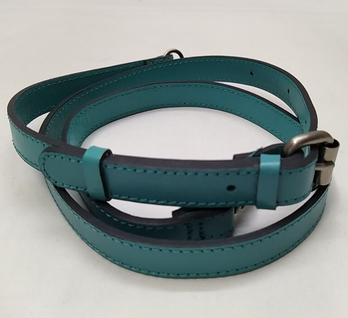 Teal Blue Leather Replacement Strap With Silver-tone Spring Trigger Hook