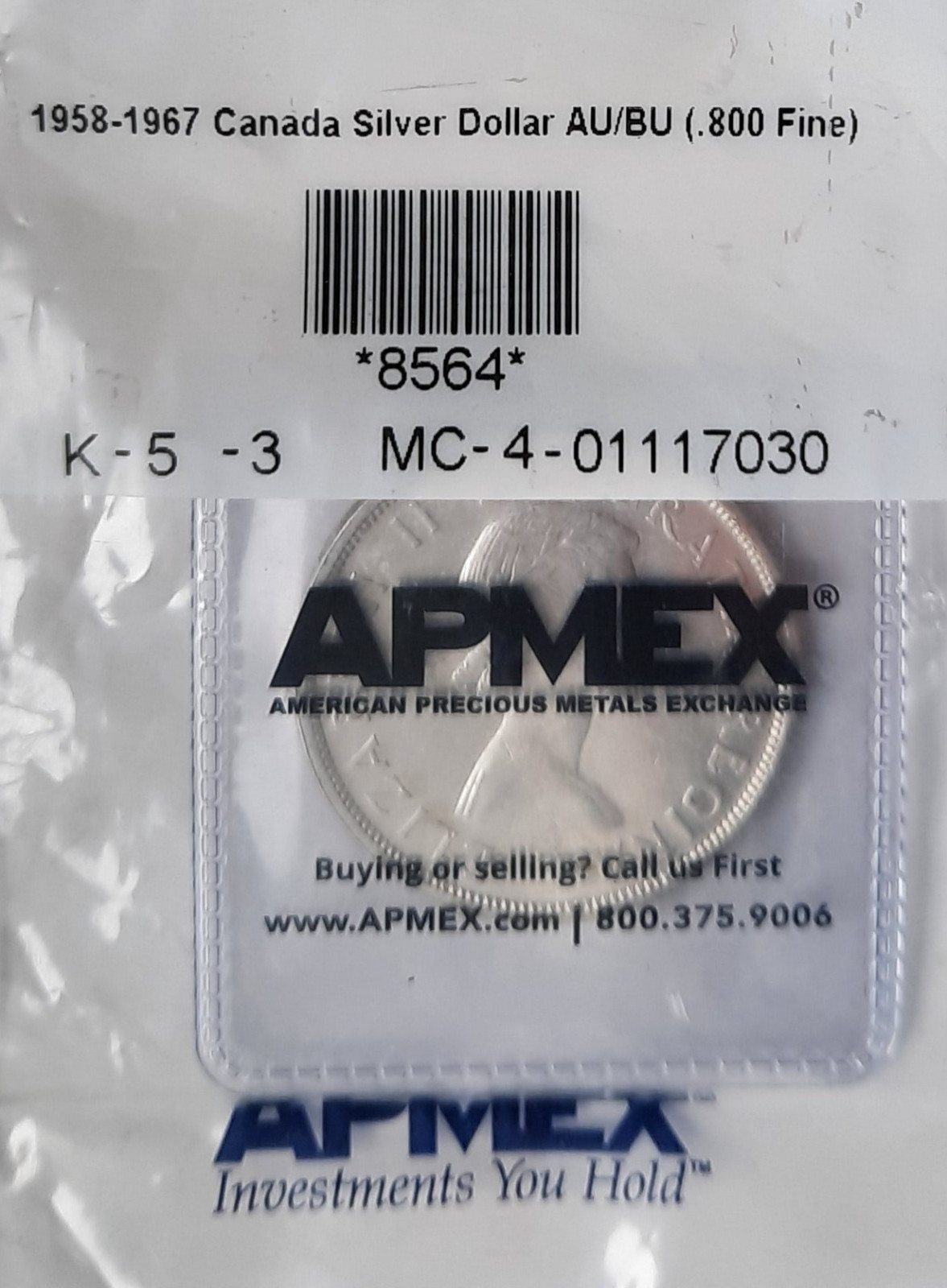 1960 Canada Silver Dollar – AU/BU – 80% Silver