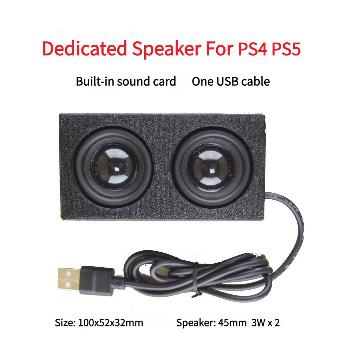 For PS4 PS5 USB Plug-in External Speaker With Sound Card One Cable Portable Mini