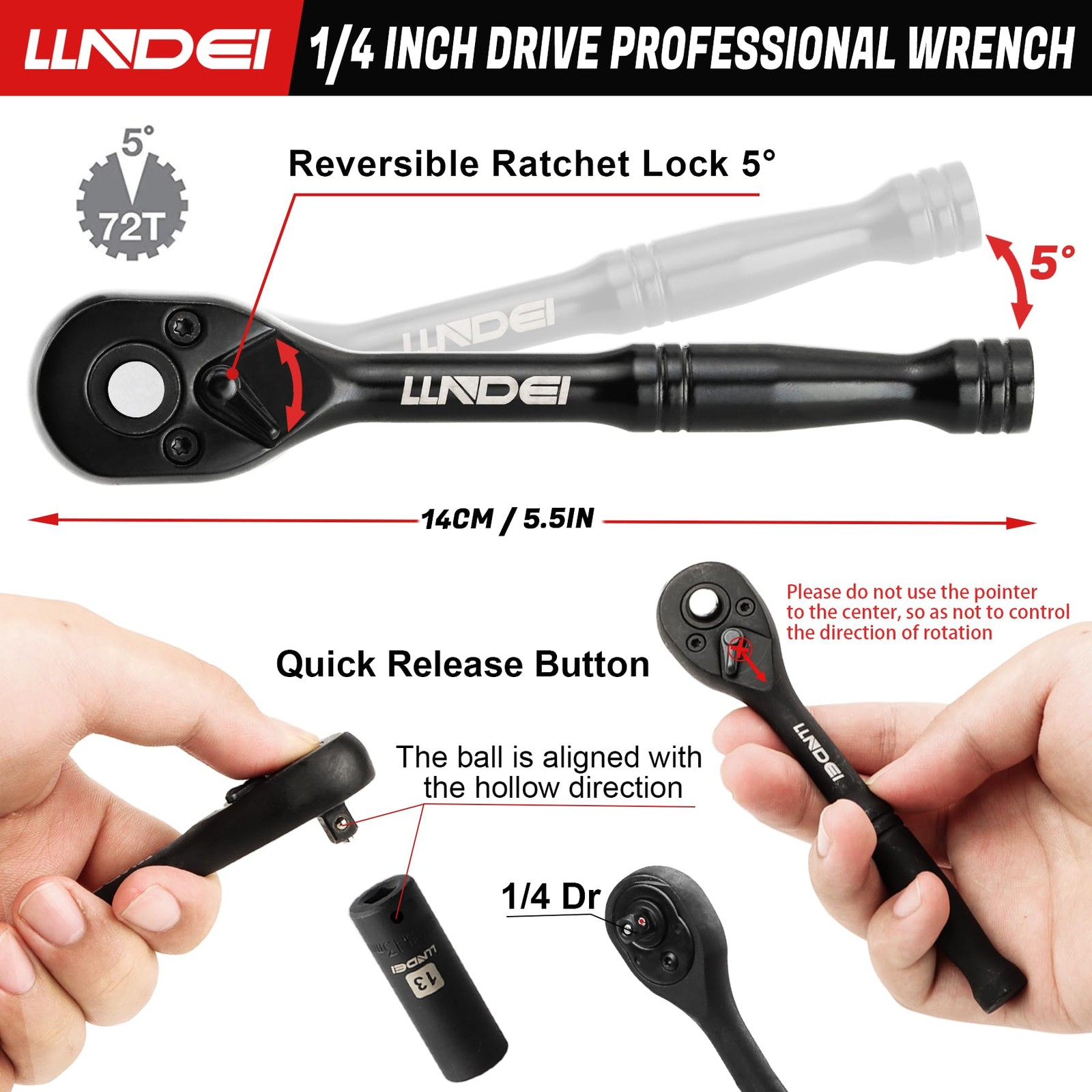 LLNDEI 1/4 inch Drive 83-Piece 1/4" Impact Socket Set, Black