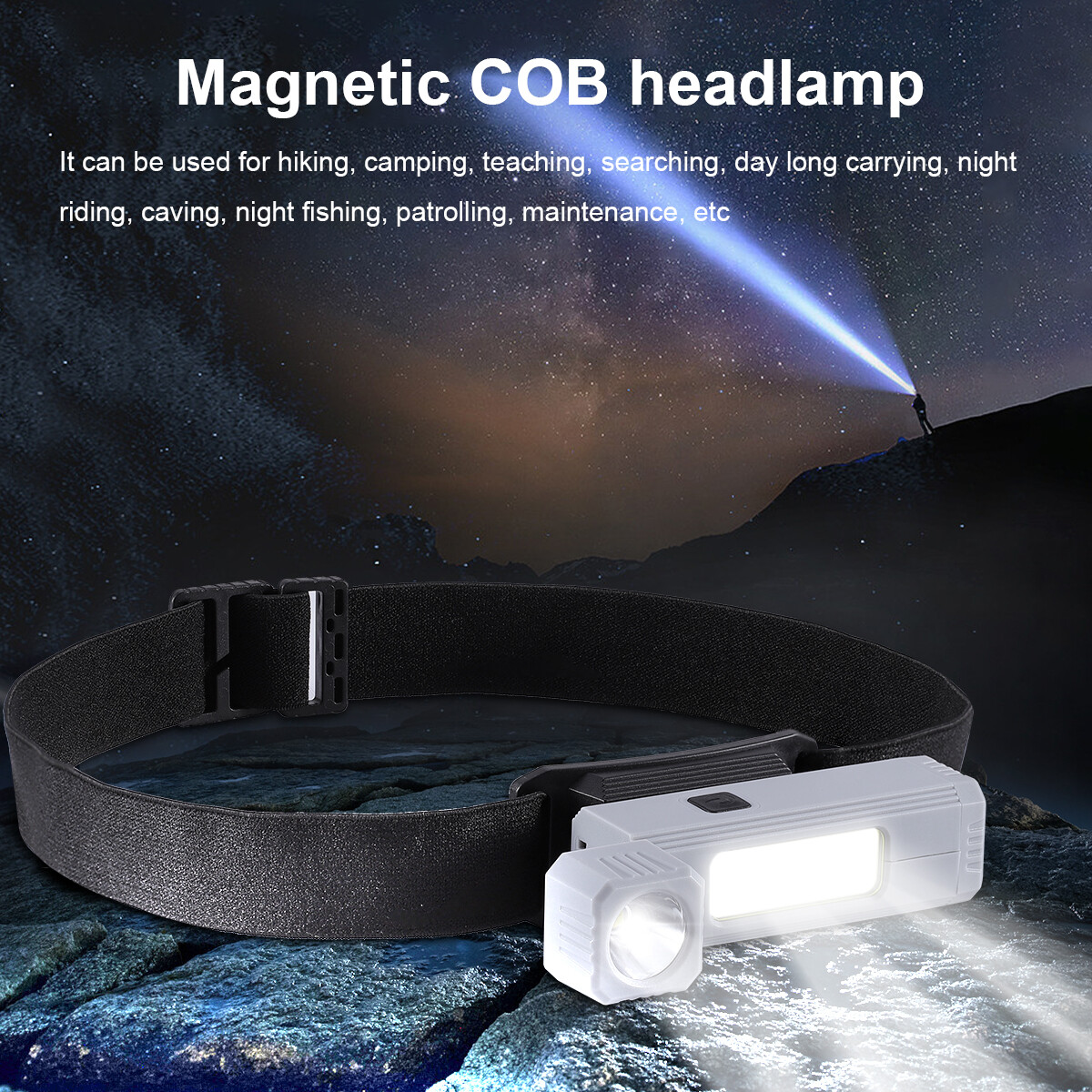 LED COB Magnetic Work Light USB Rechargeable Flashlight Torch Headlight Headlamp