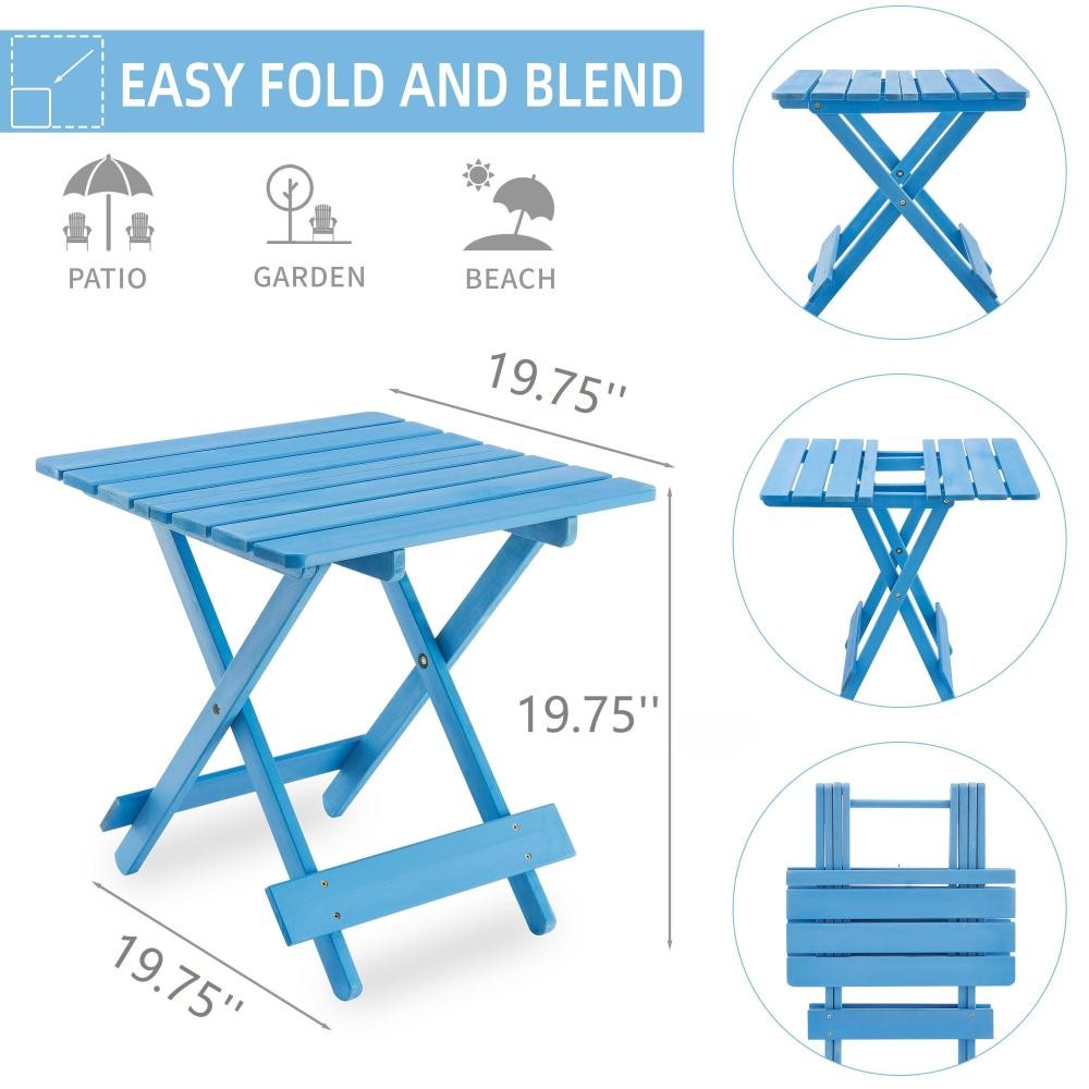 Solid Wood Folding Square Table - Patio, Balcony, Outdoor Portable Space-Saving