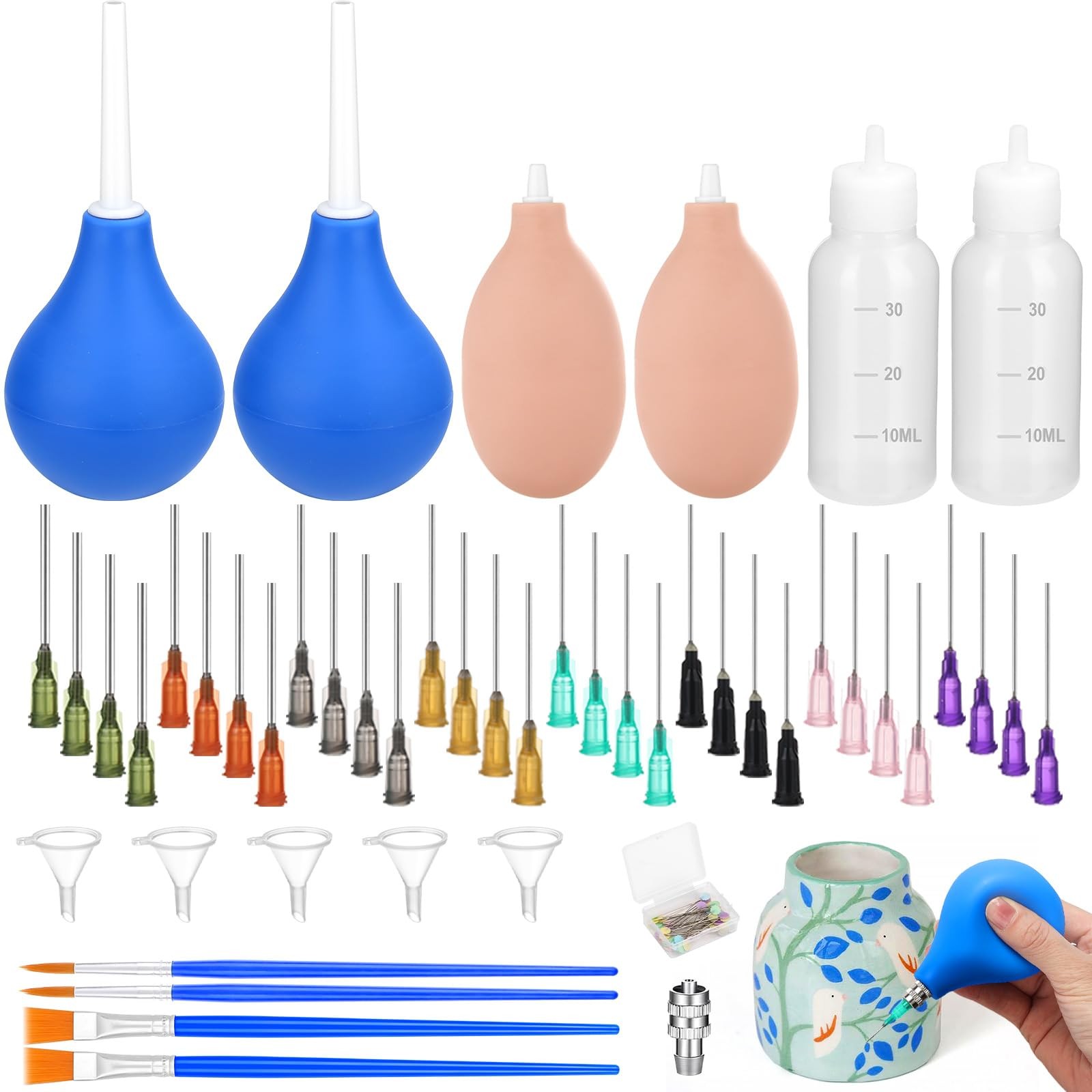 98 PCS Pottery Tools Supplies Precision Tip Applicator, Clay Slip Blue
