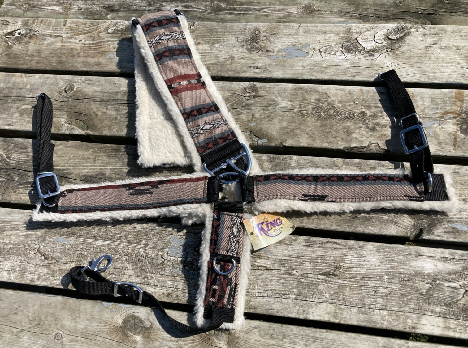 Cob small horse Navajo/Southwest fleece lined nylon breast collar & cinch set