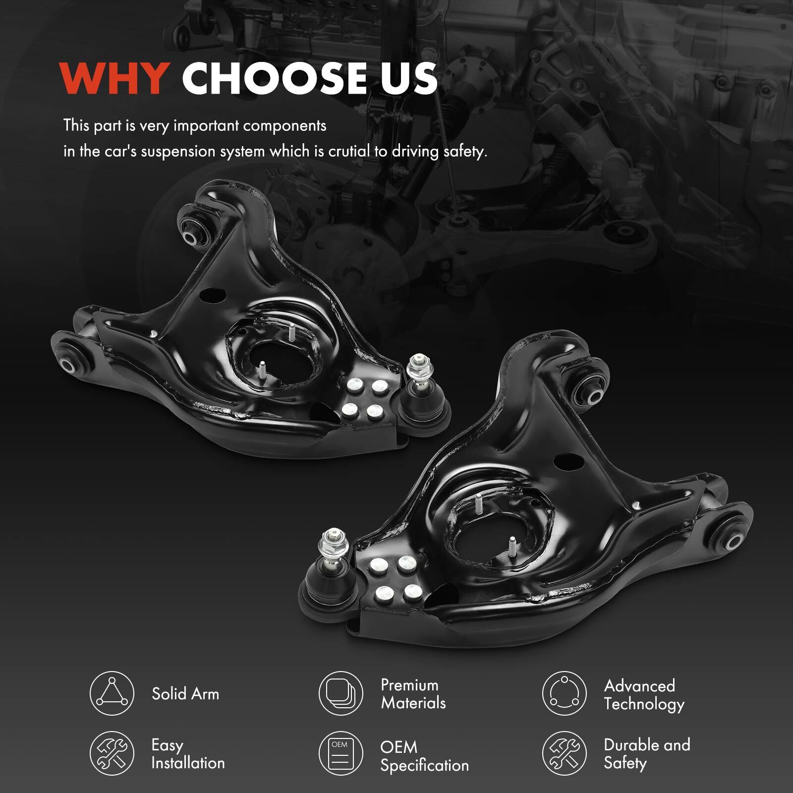 2pcs Front Lower Side Control Arm & Ball Joint Assembly for Dodge Ram 1500 02-05