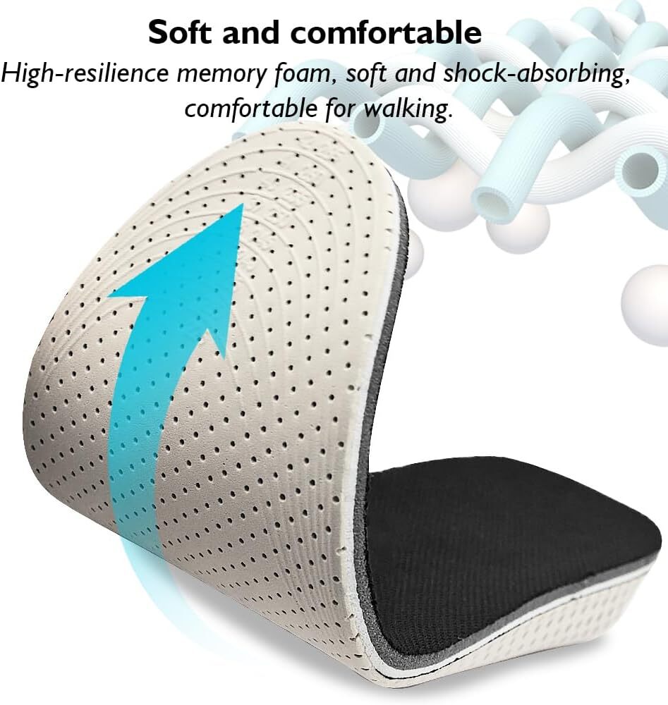 Height Increase Insoles Soft Breathable Memory Foam Full Length Height Increase