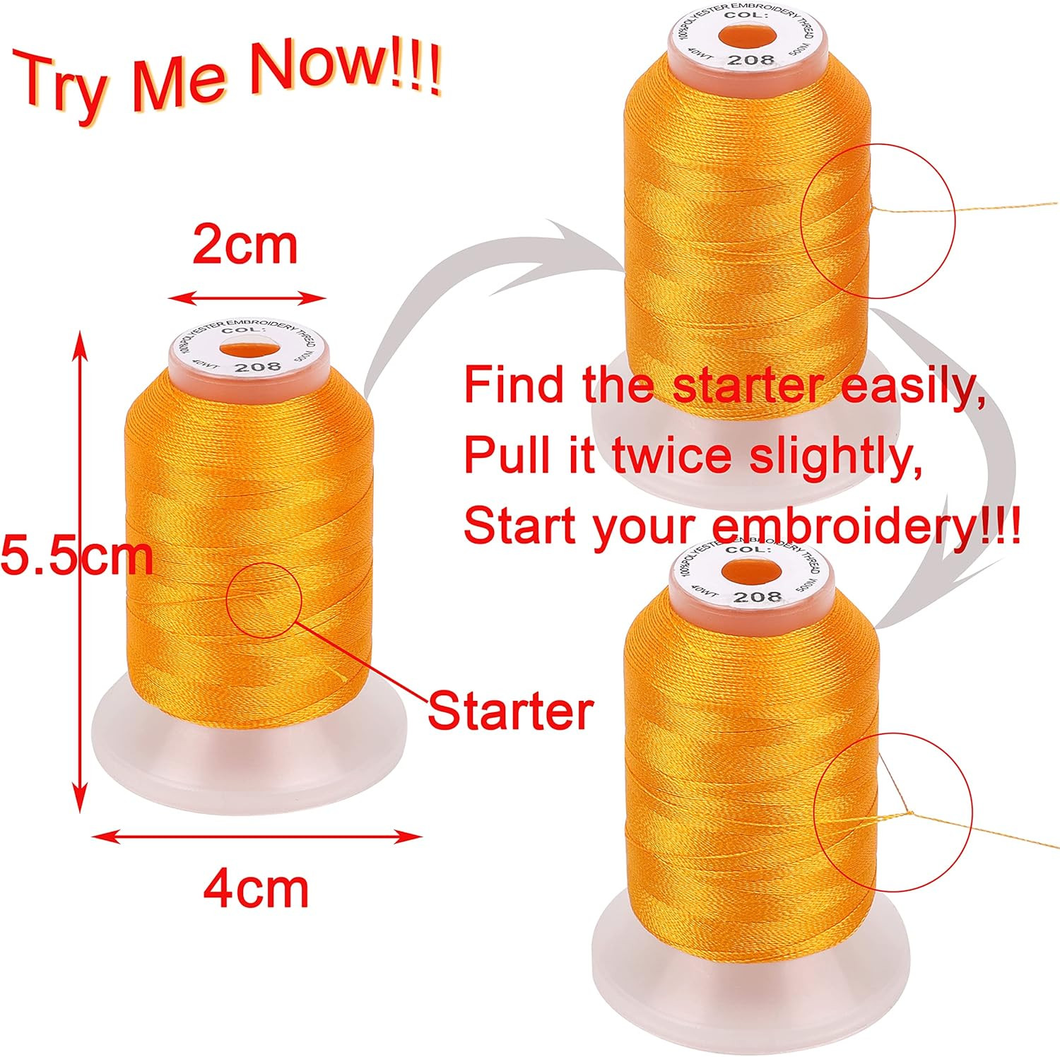 63 Spools Polyester Machine Embroidery Thread Kit 500M Colors Compatible with C