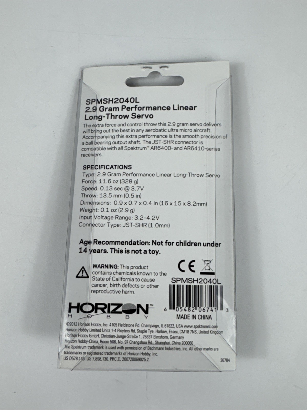 Spektrum 2.9g Linear Long Throw Servo SPMSH2040L Servos