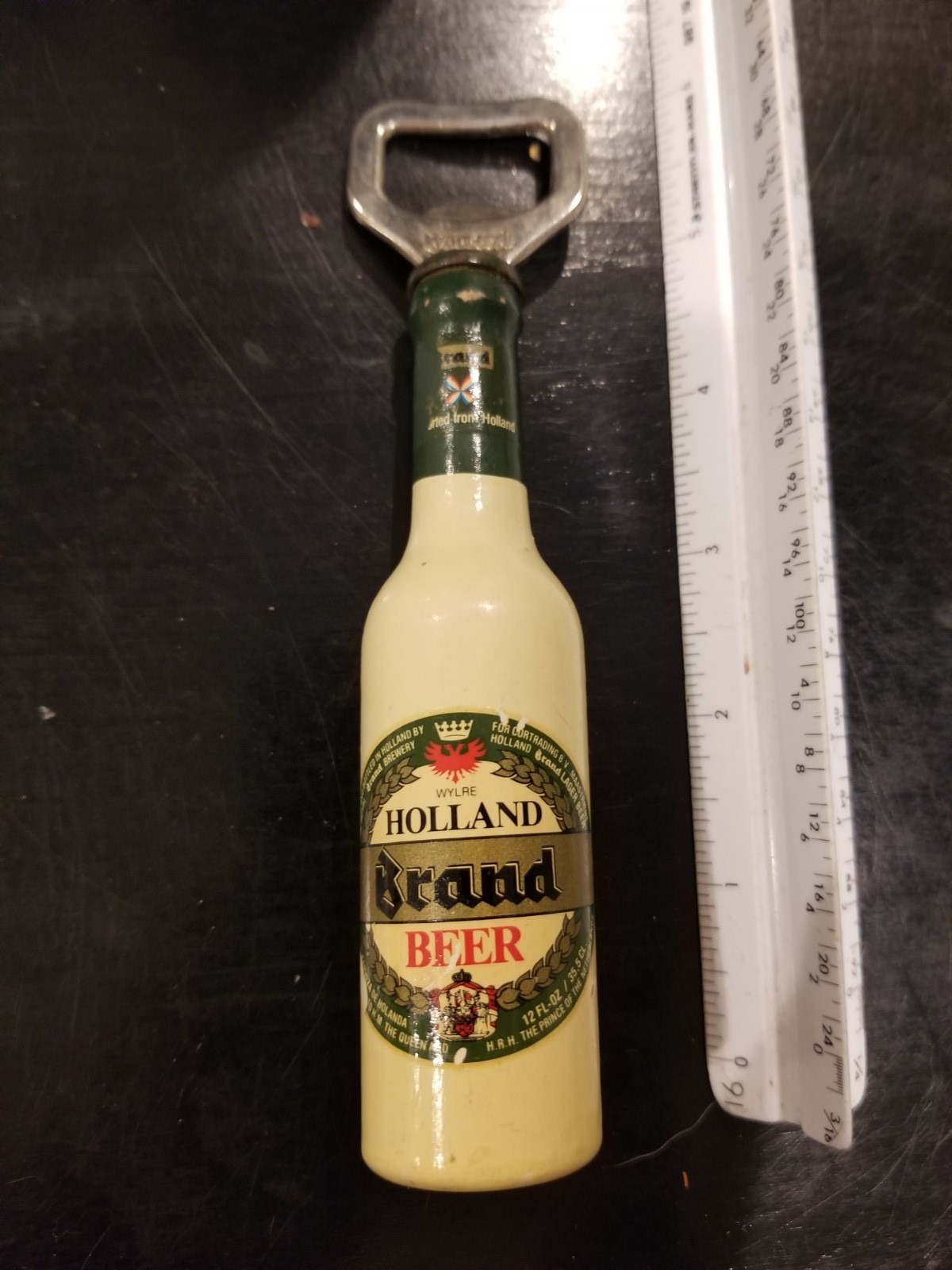 HOLLAND BRAUD BEER BOTTLE WOOD HANDLE ORIGINAL OLD BOTTLE OPENER ADVERTISING