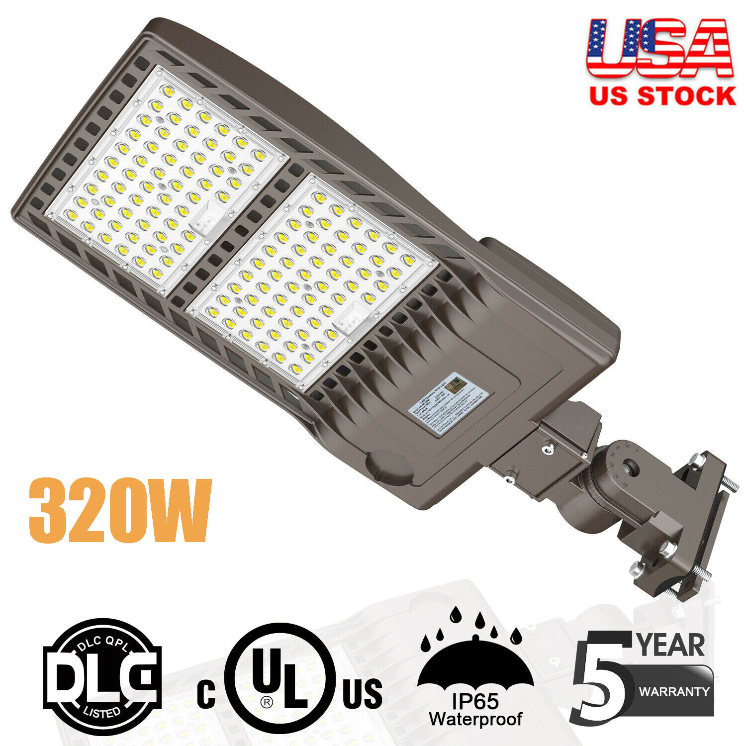 320W LED ShoeBox Parking Lot Street Light 44800 Lumens Commercial Road Lighting