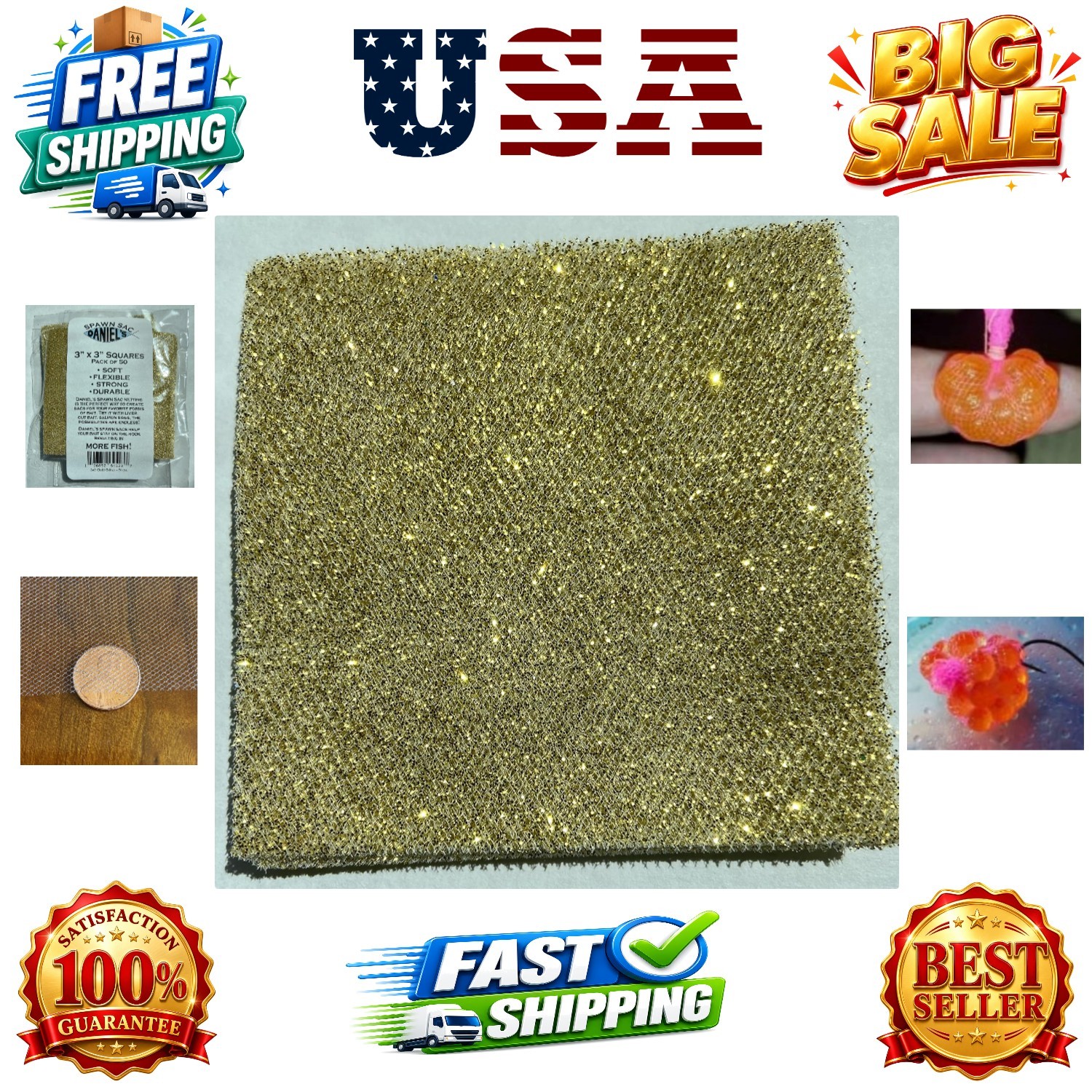 Spawn Sac Netting - 3" x 3" Squares Packs of 50