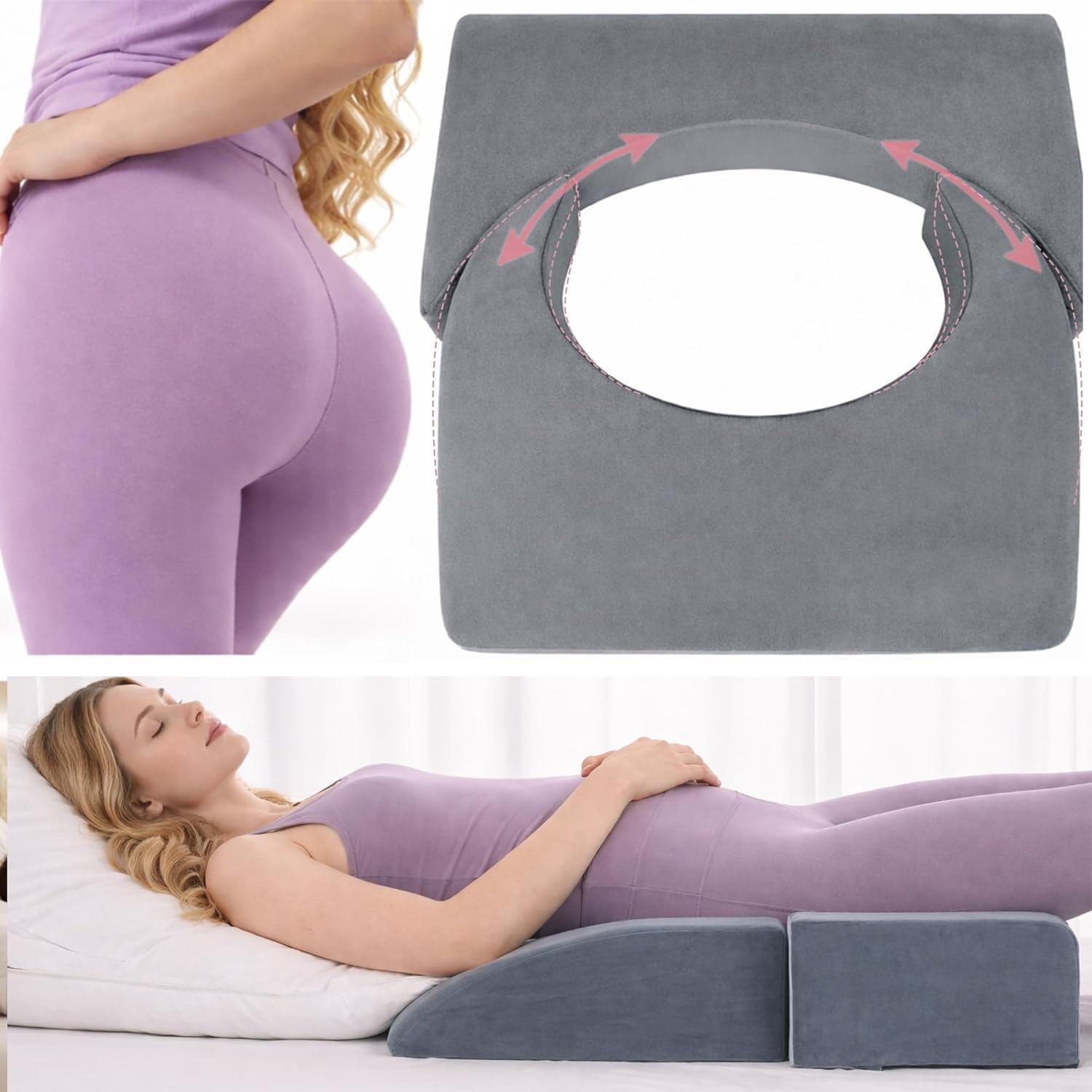 Adjustable BBL Pillow for Sleeping after Surgery, High Density Foam Brazilian Bu