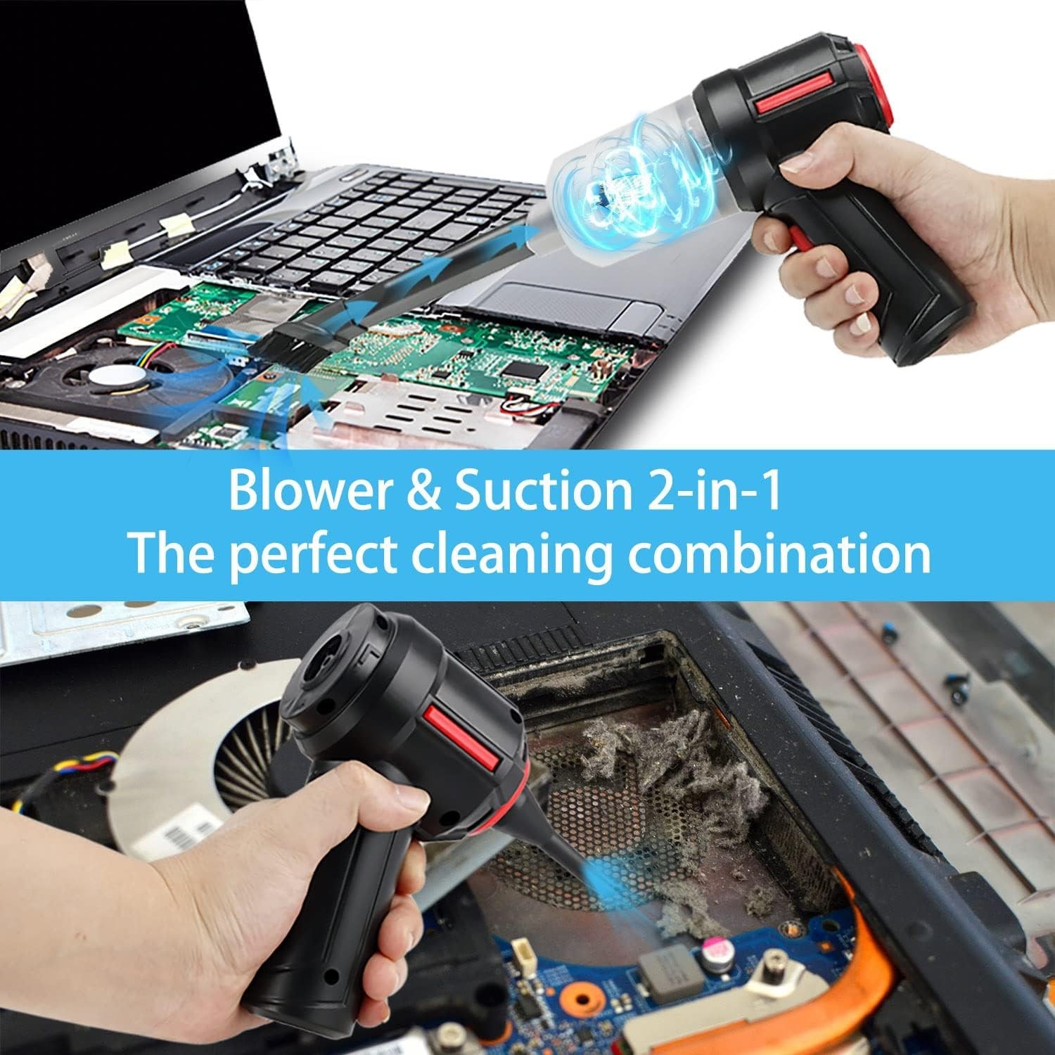 Air Duster - Computer Vacuum Cleaner - for Keyboard Cleaning- Cordless Black