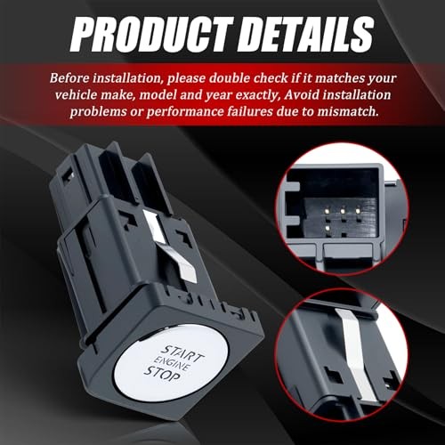 Engine Start Stop Button Switch 5C7959839C Chrome | Fit for VW Jetta 2011-2018