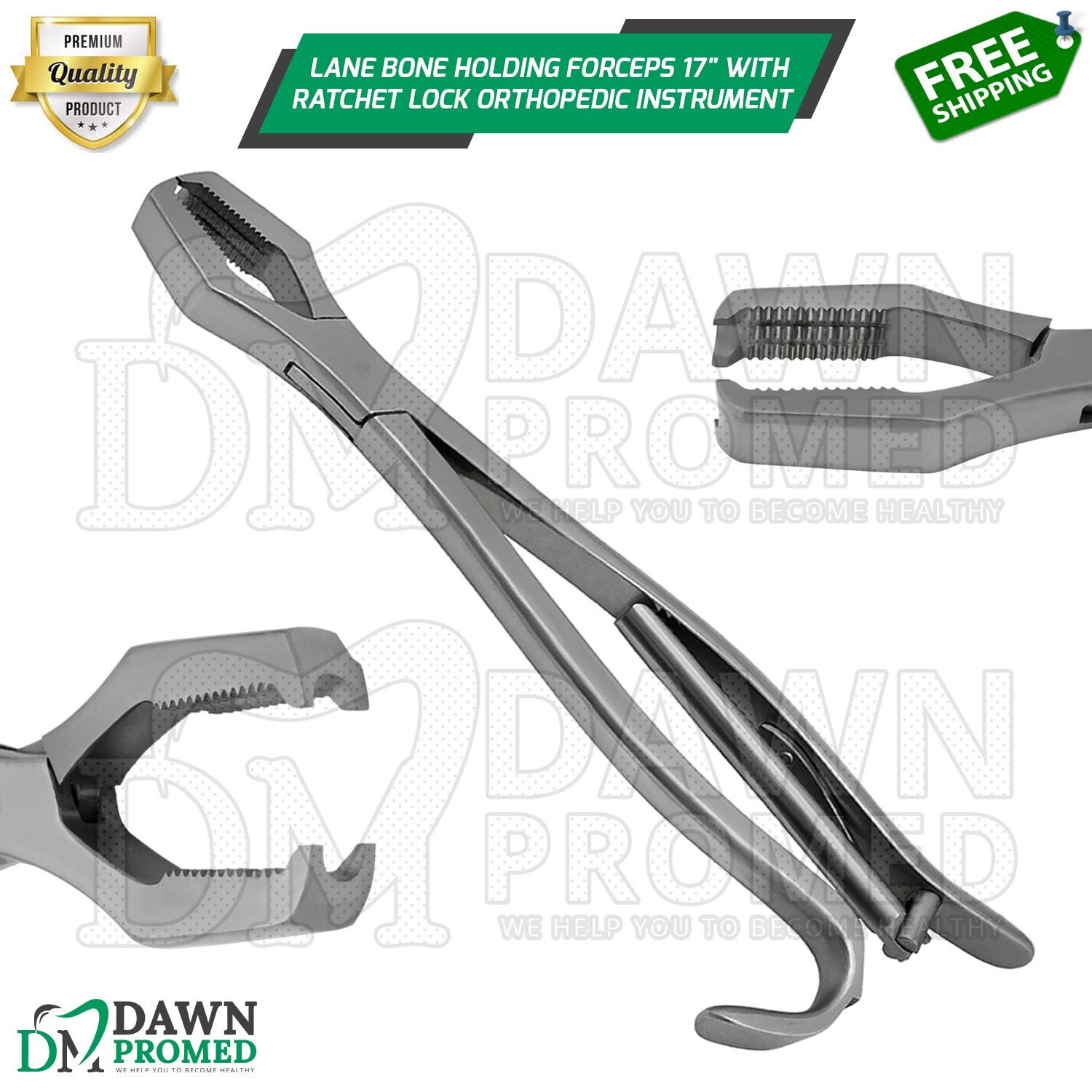 Lane Bone Holding Forceps 17" W/Ratchet Lock Orthopedic Instruments German Grade