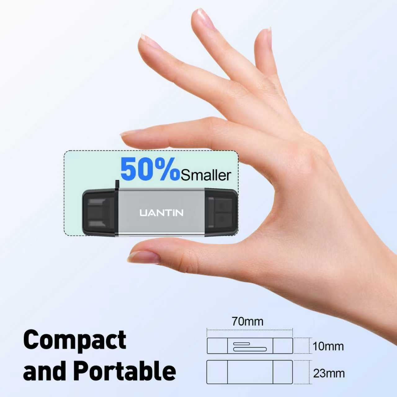 SD Card Reader USB C, High-Speed Dual Slot Memory Card Reader, USB 3.0 to Micro